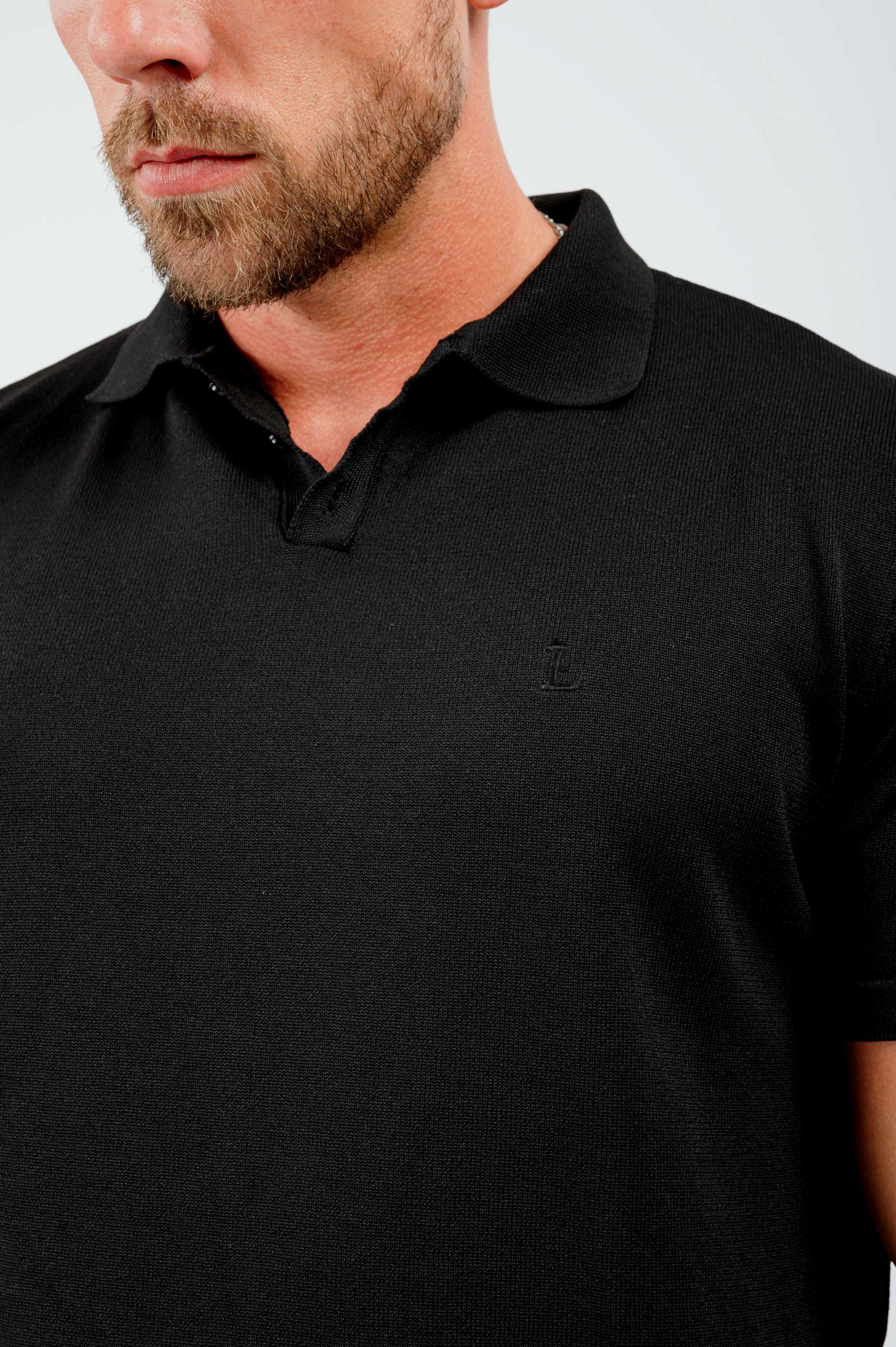 SOFT TOUCH KNIT POLO - BLACK