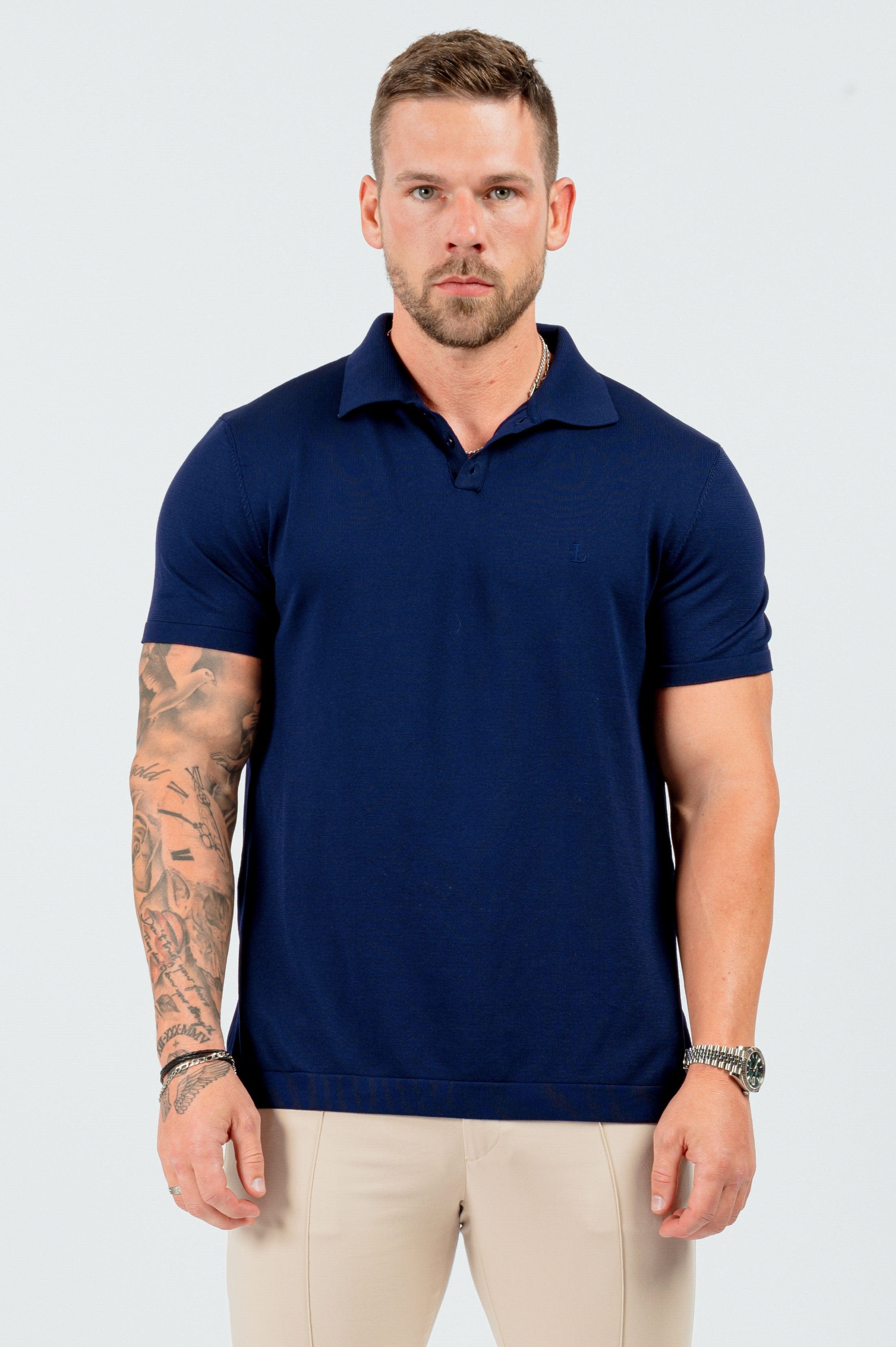 POLO EN MAILLE SOFT TOUCH - BLEU MARINE