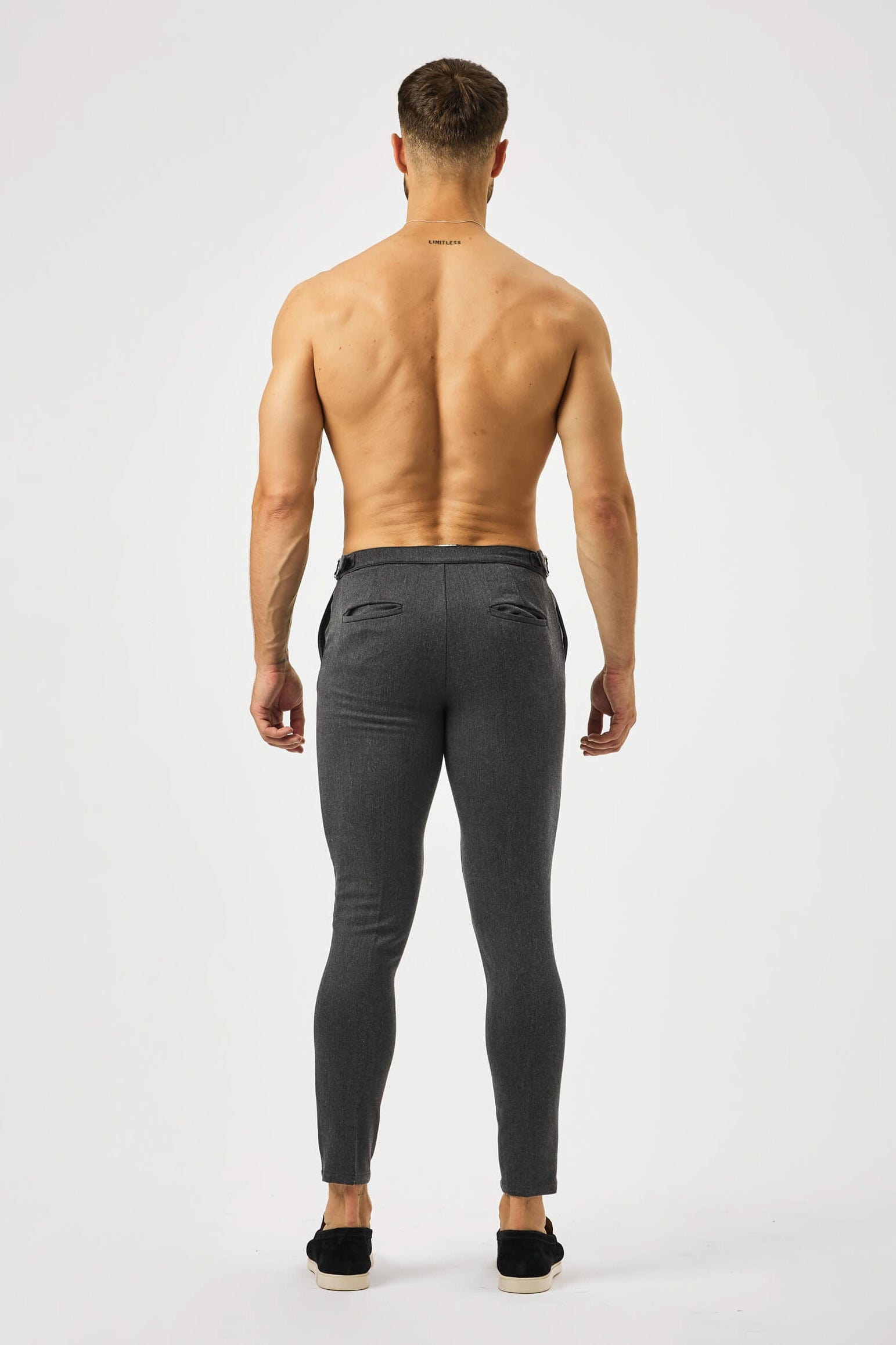 PANTALON STRETCH UNI AVEC CINCH LATÉRAL - GRIS ARDOISE