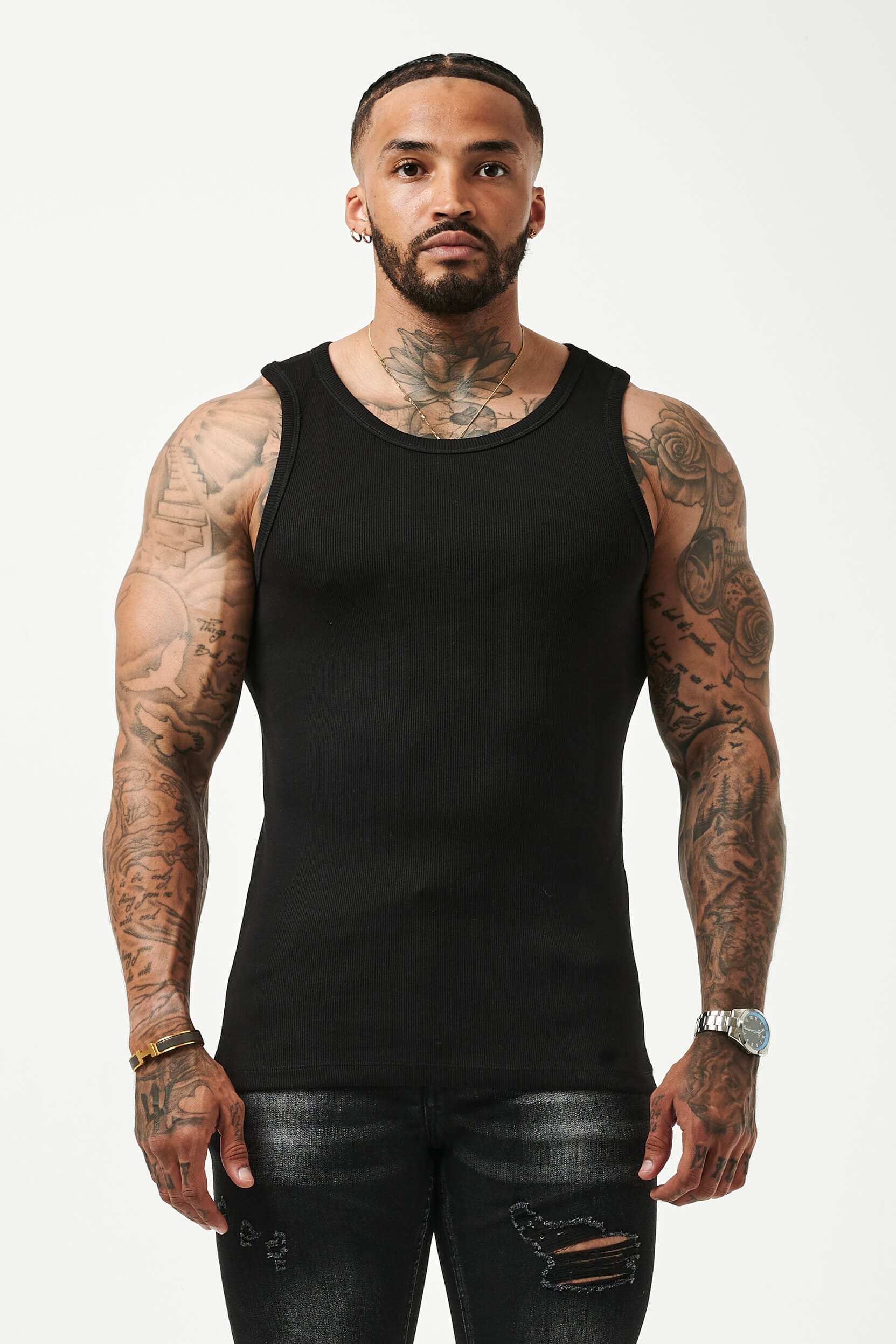 RIBBED VEST - BLACK