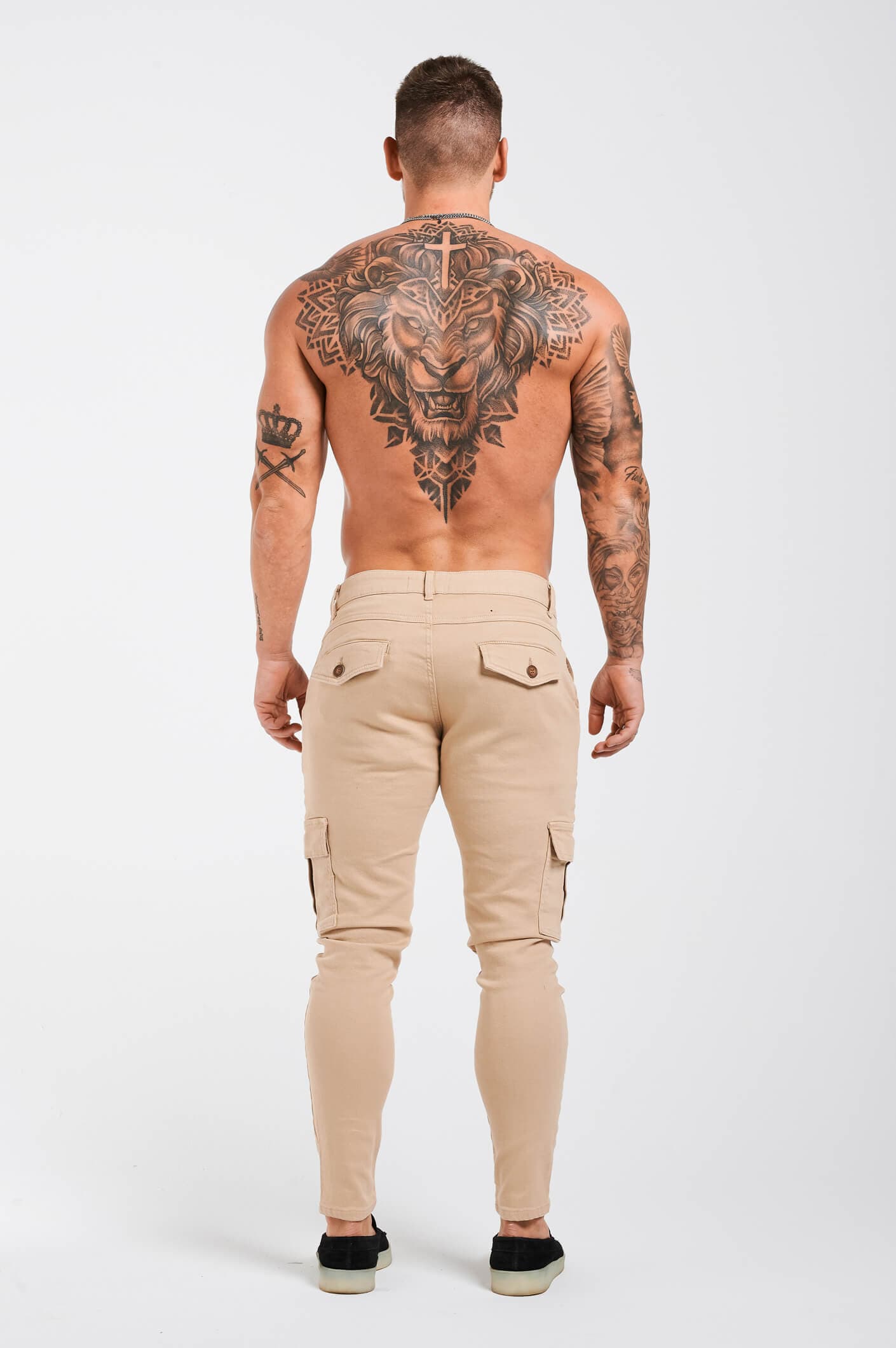 PANTALON CARGO SLIM-FIT - BEIGE