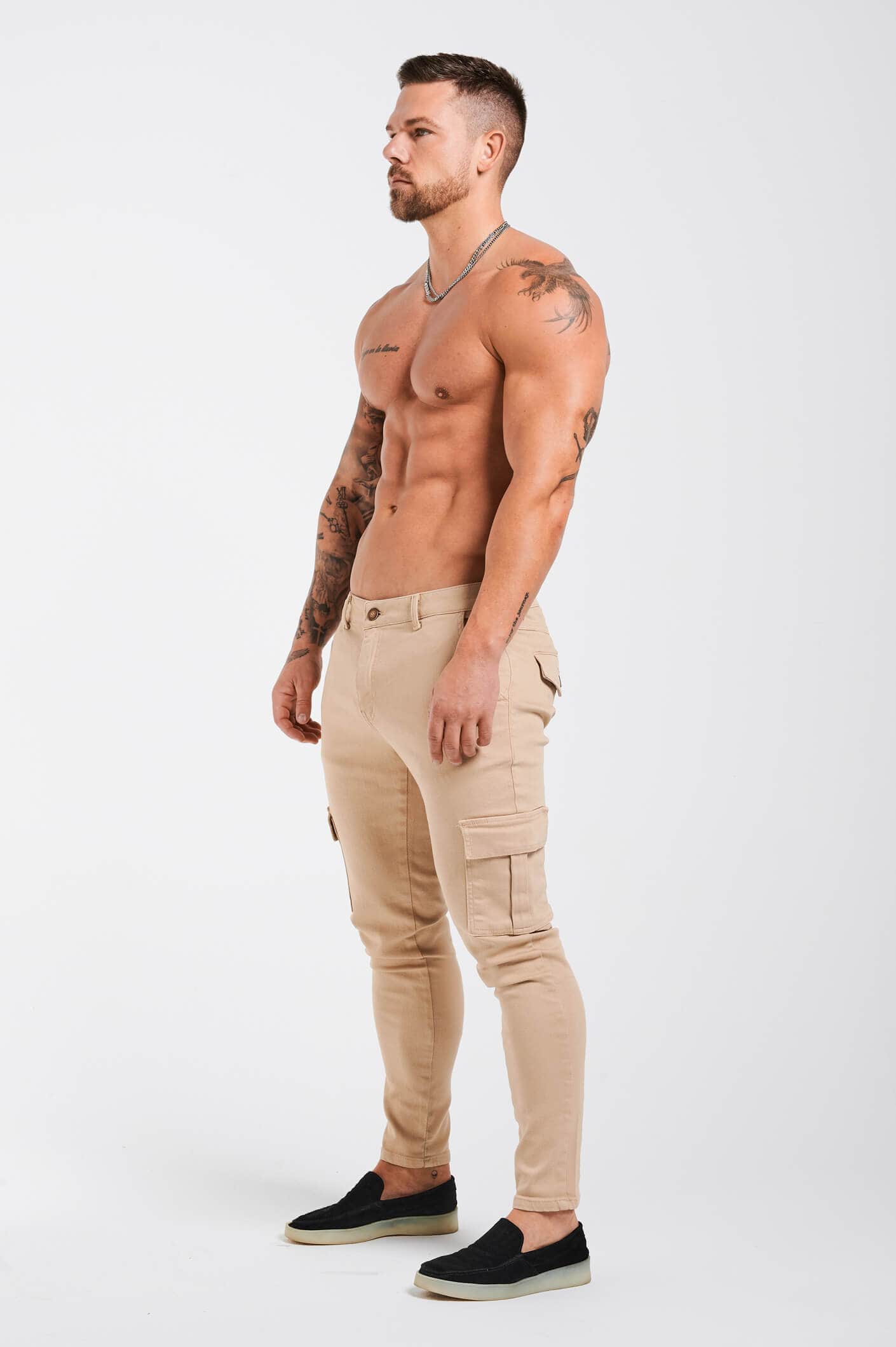 PANTALON CARGO SLIM-FIT - BEIGE