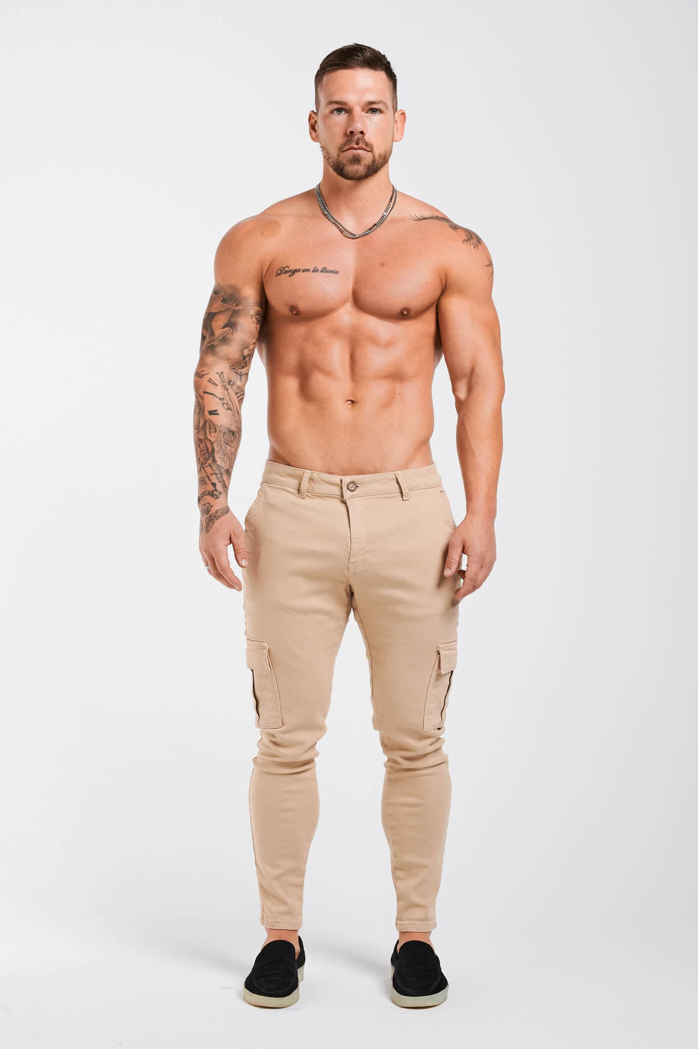 PANTALON CARGO SLIM-FIT - BEIGE