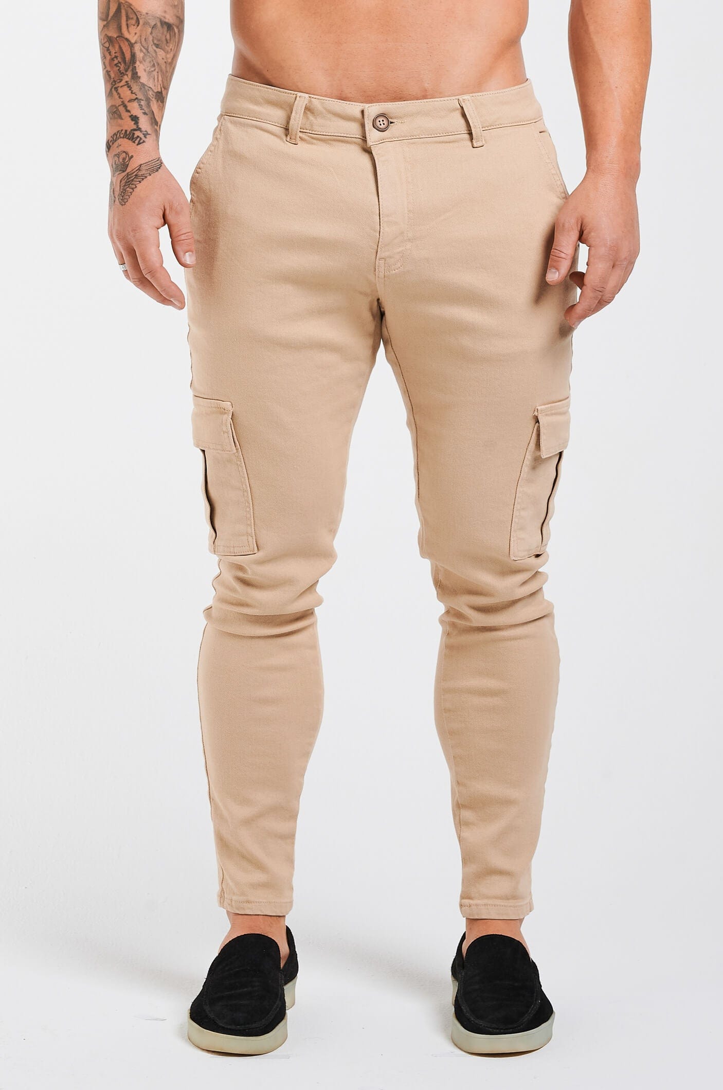 PANTALON CARGO SLIM-FIT - BEIGE