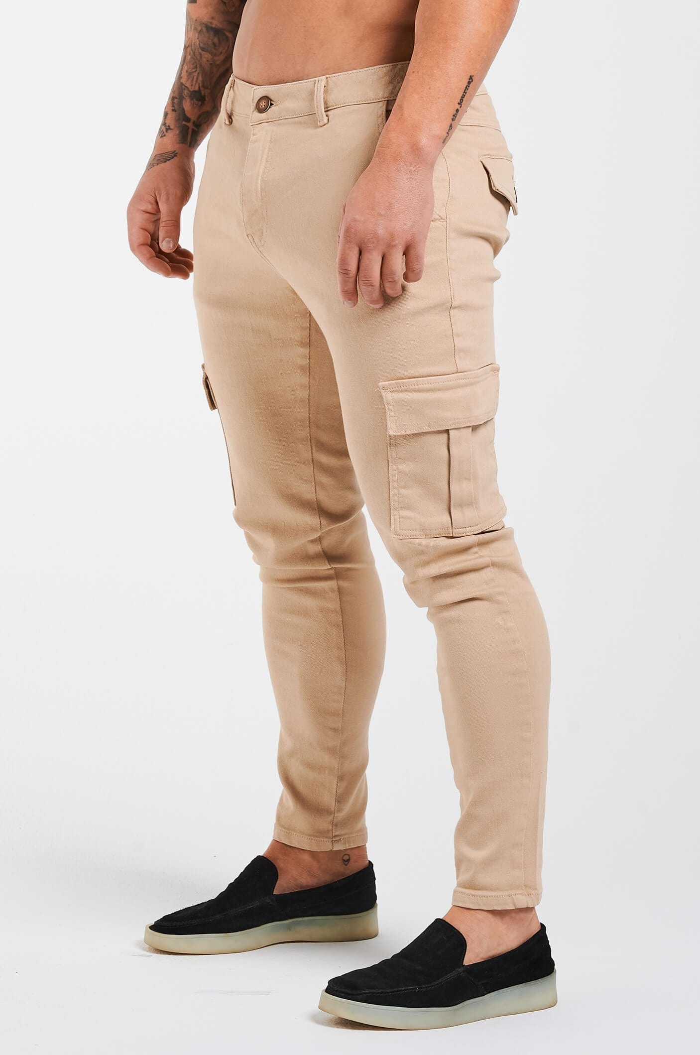 PANTALON CARGO SLIM-FIT - BEIGE