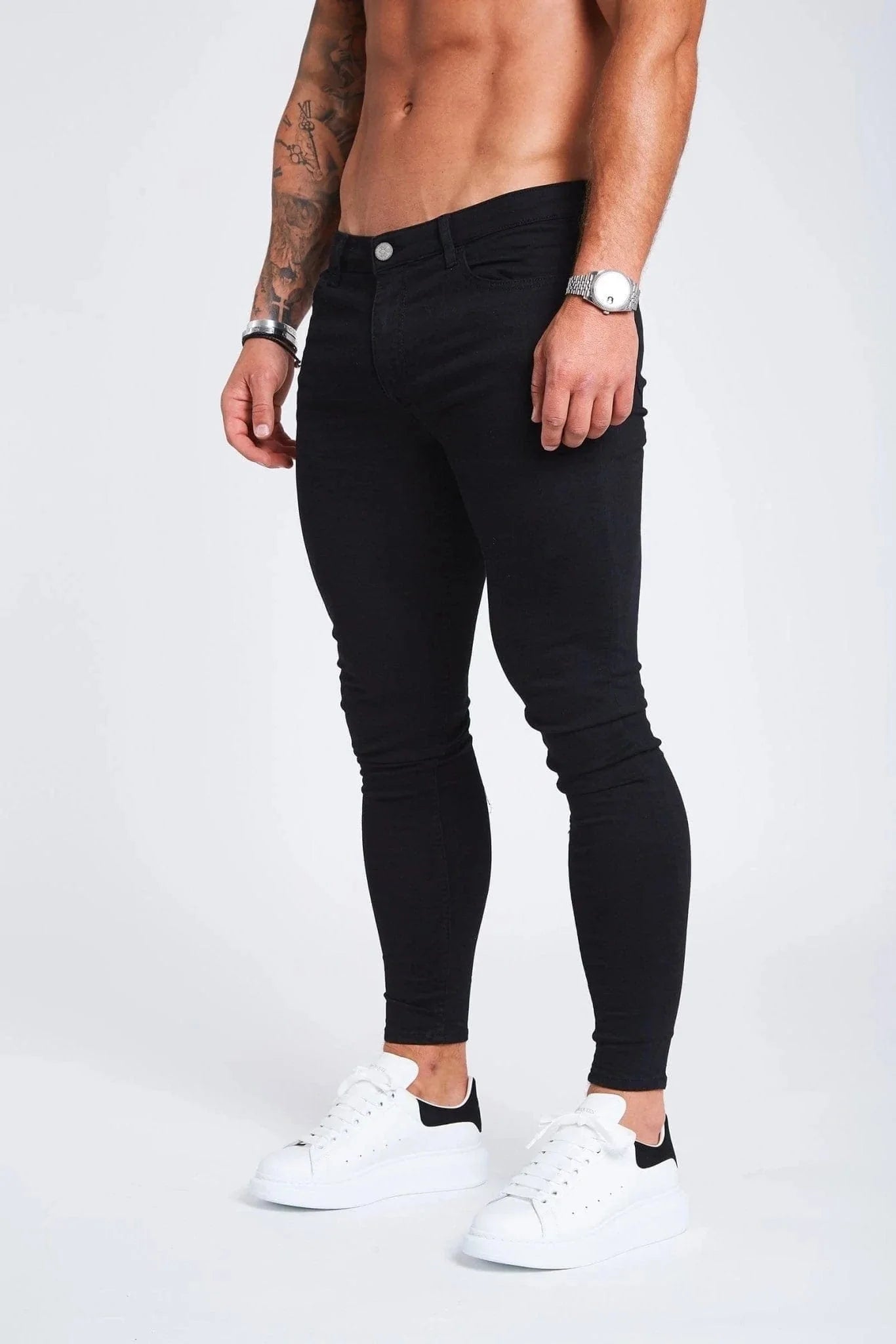 SKINNY FIT JEANS OHNE RISSE - SCHWARZ