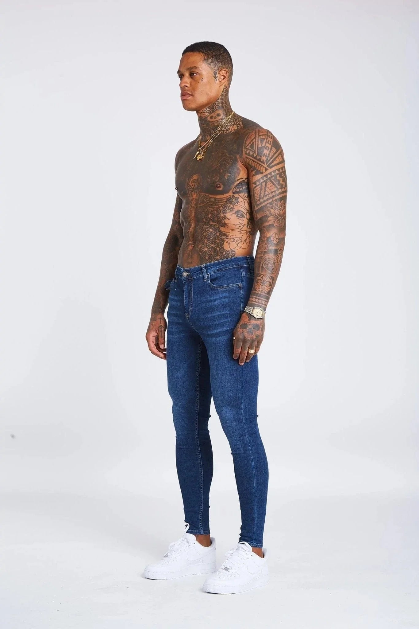 JEAN SKINNY FIT NON DÉCHIRÉ - BLEU FONCÉ