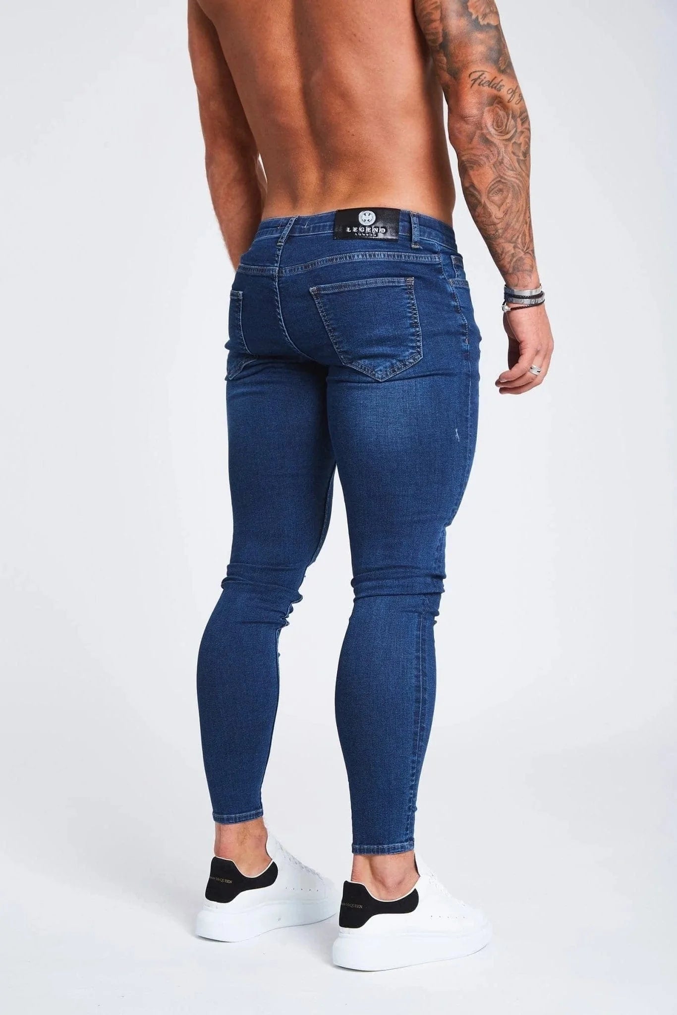 SKINNY FIT JEANS RISSEN UND REPARIERTEN - DUNKELBLAU