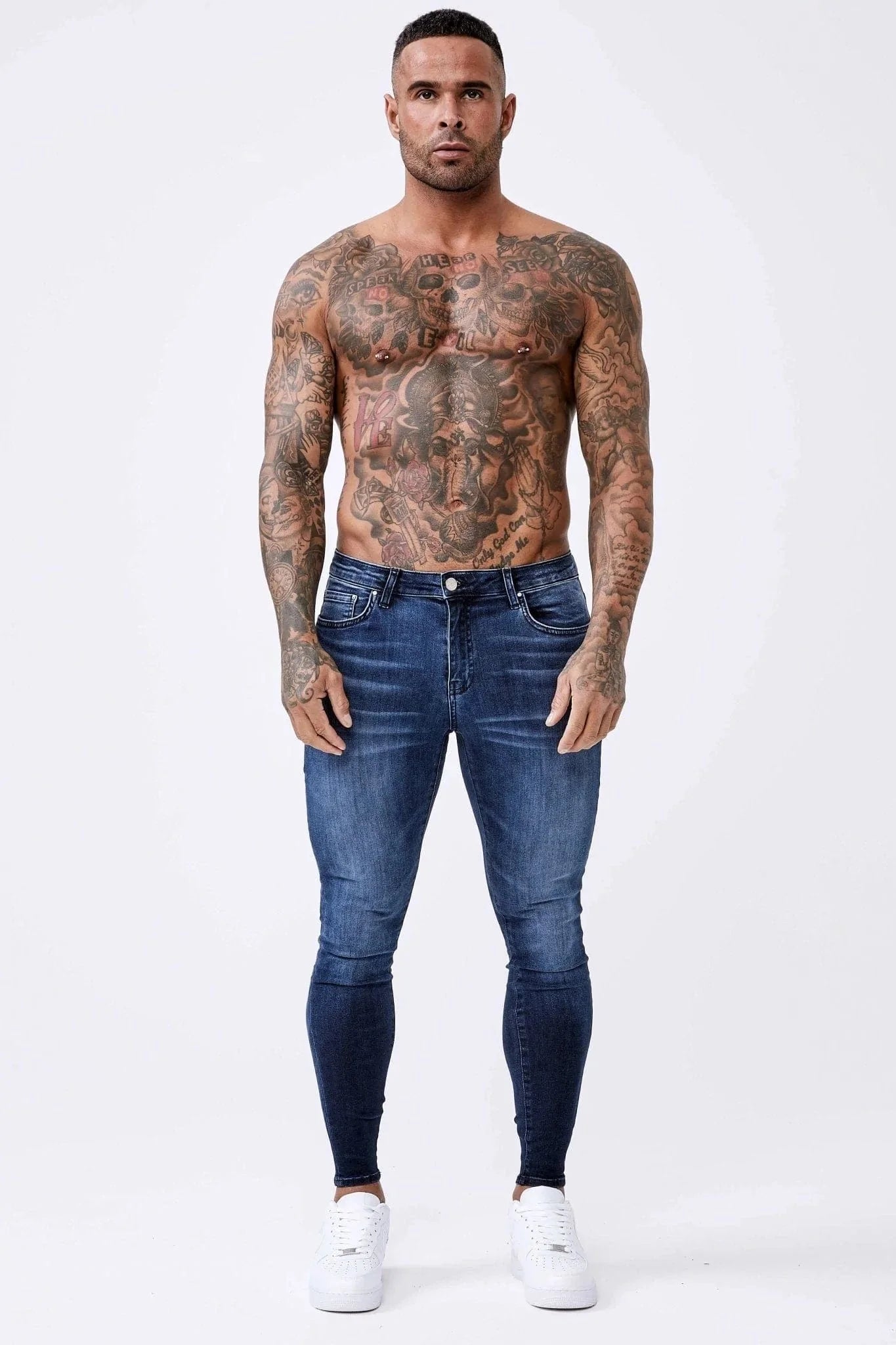 JEANS MIT SKINNY-FIT – DARK INDIGO FADE WASH