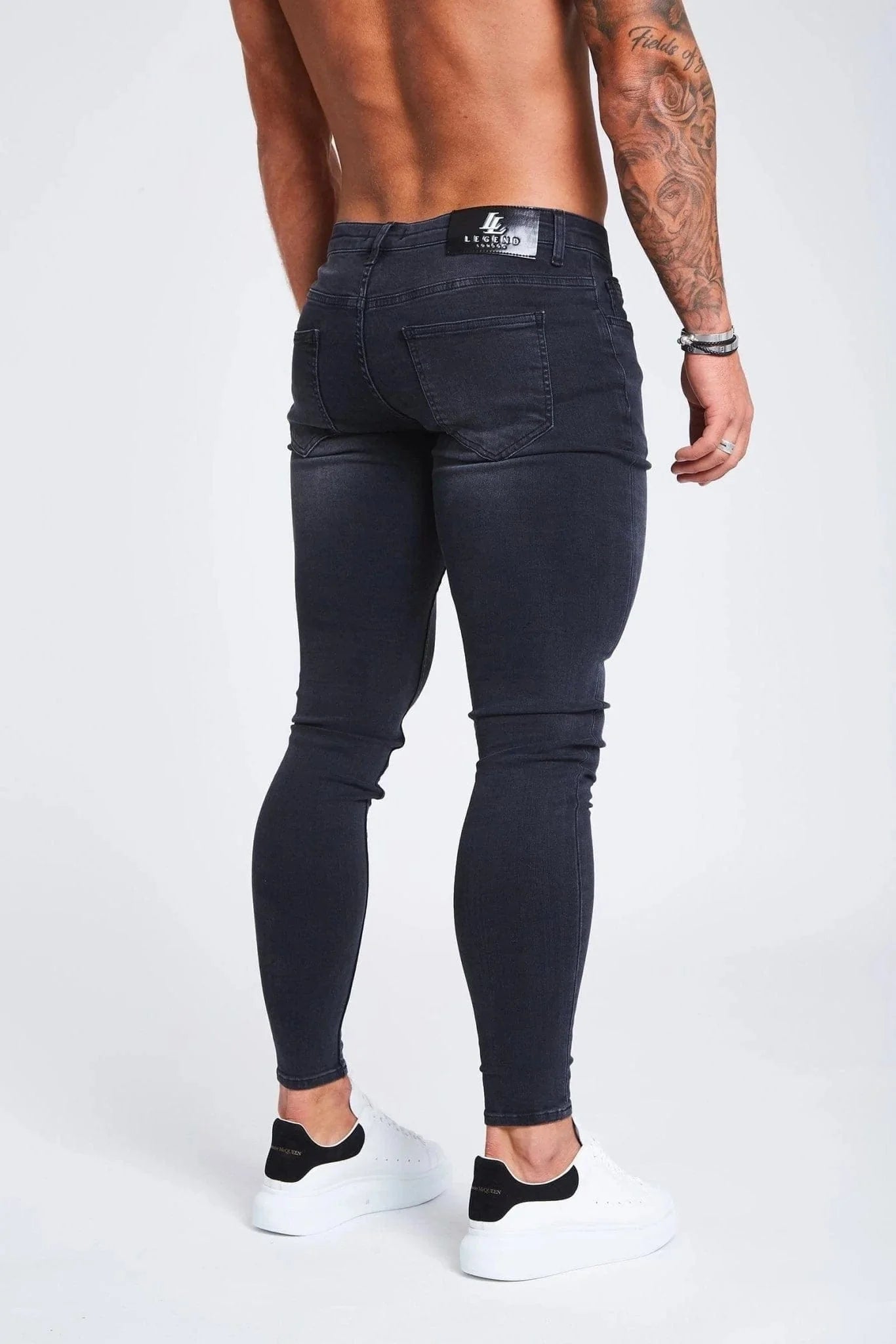 SKINNY FIT JEANS OHNE RISSE - GRAU