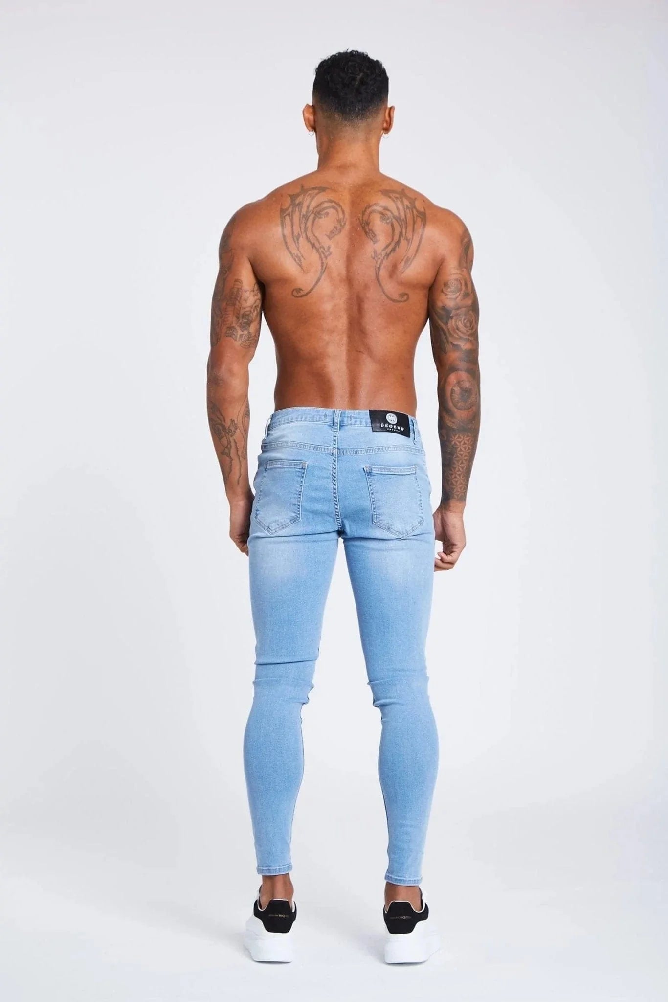 SKINNY FIT JEANS, RISSEN UND REPARIERTE - HELLBLAU