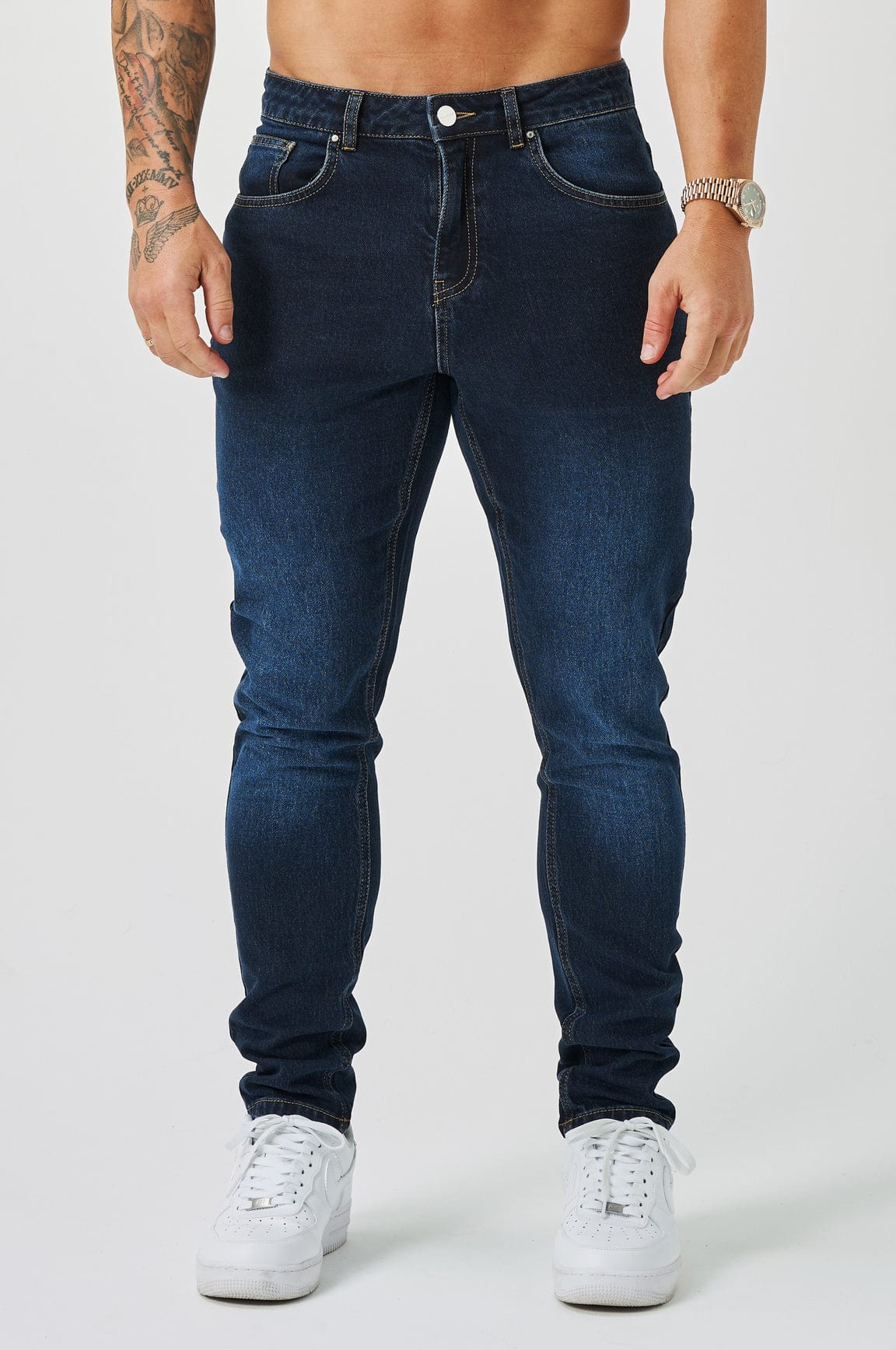 JEANS MIT REGULAR-FIT - BLAU-SCHWARZ