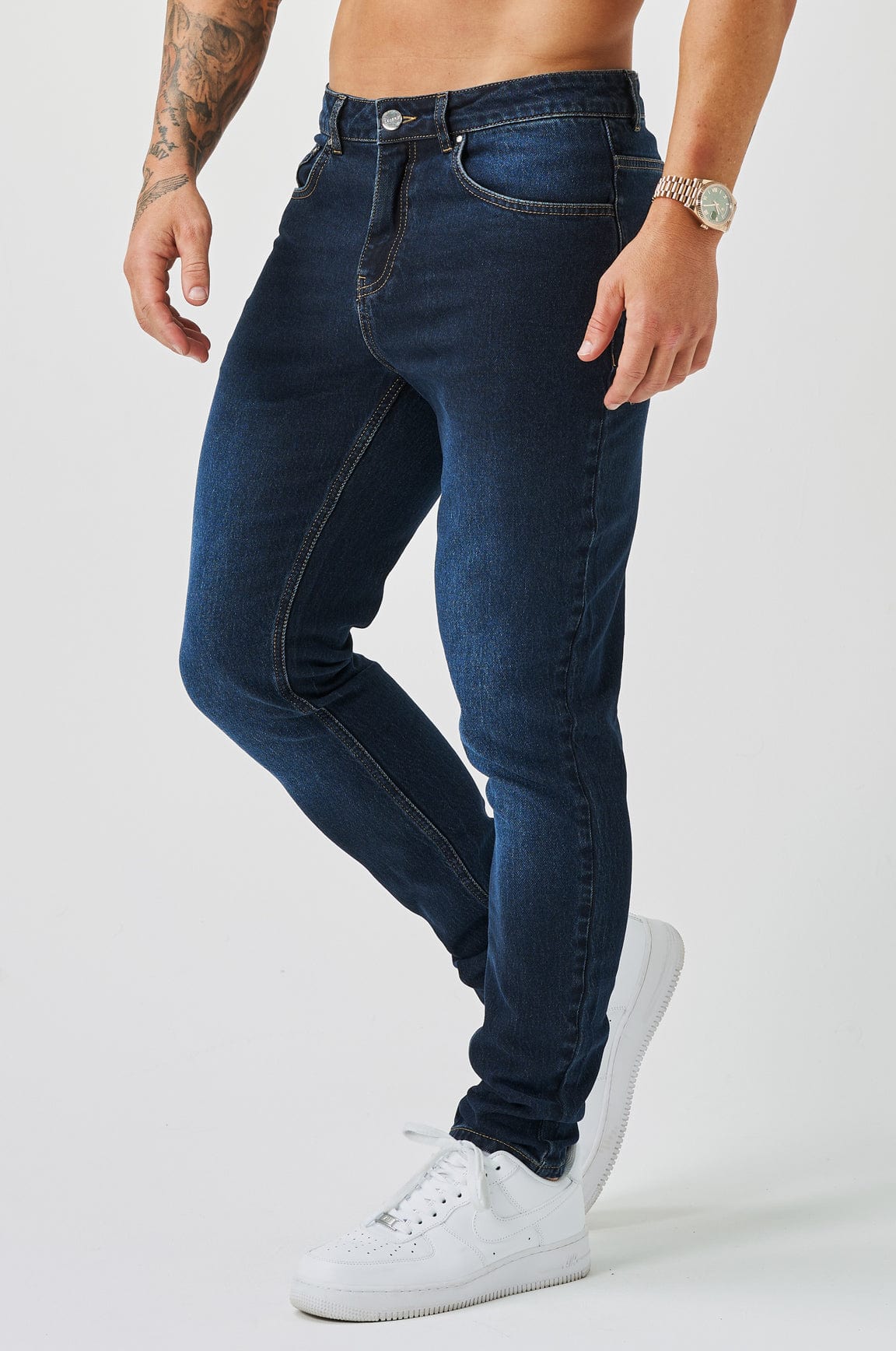 JEANS MIT REGULAR-FIT - BLAU-SCHWARZ