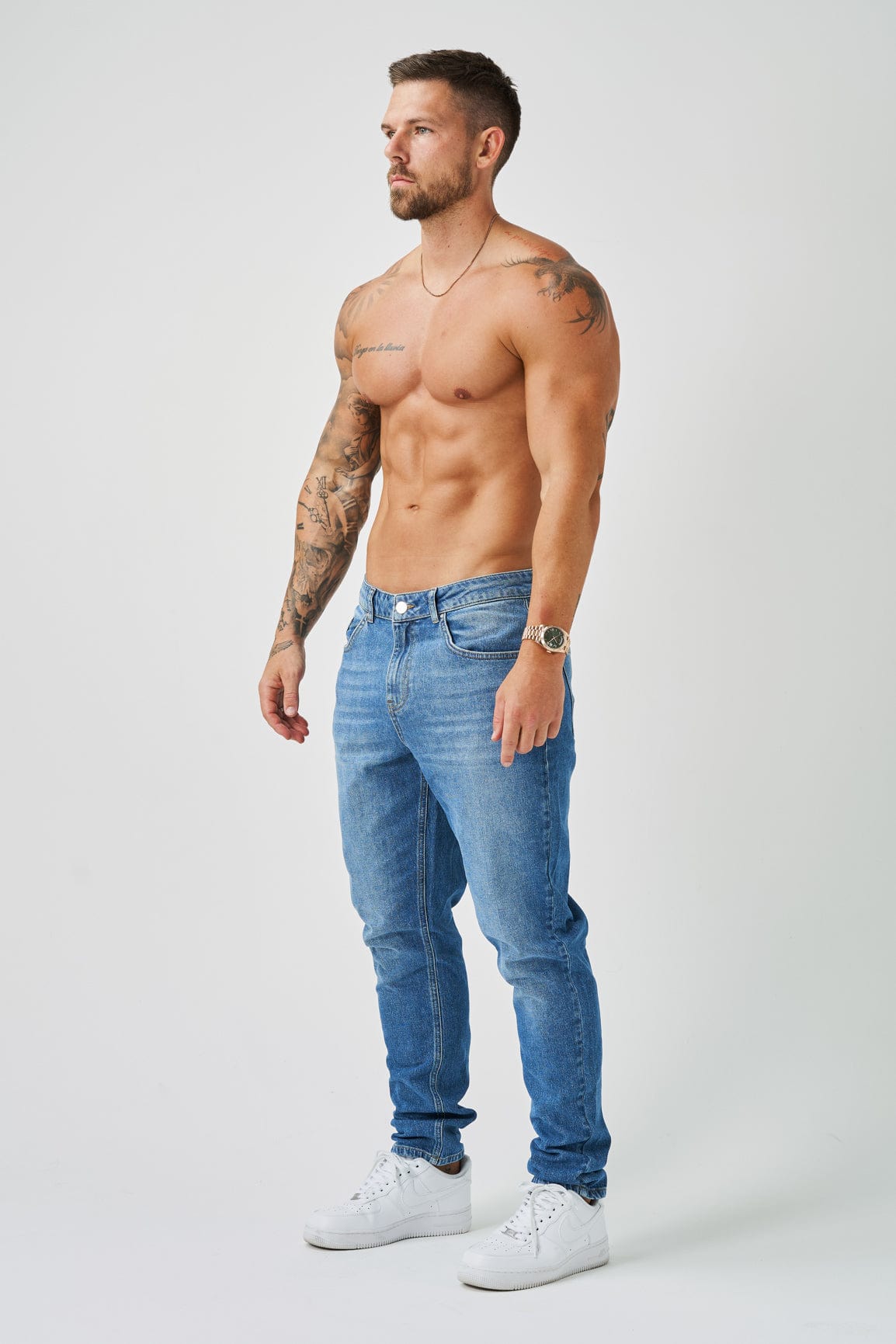 REGULAR FIT JEANS - MID BLUE WASH