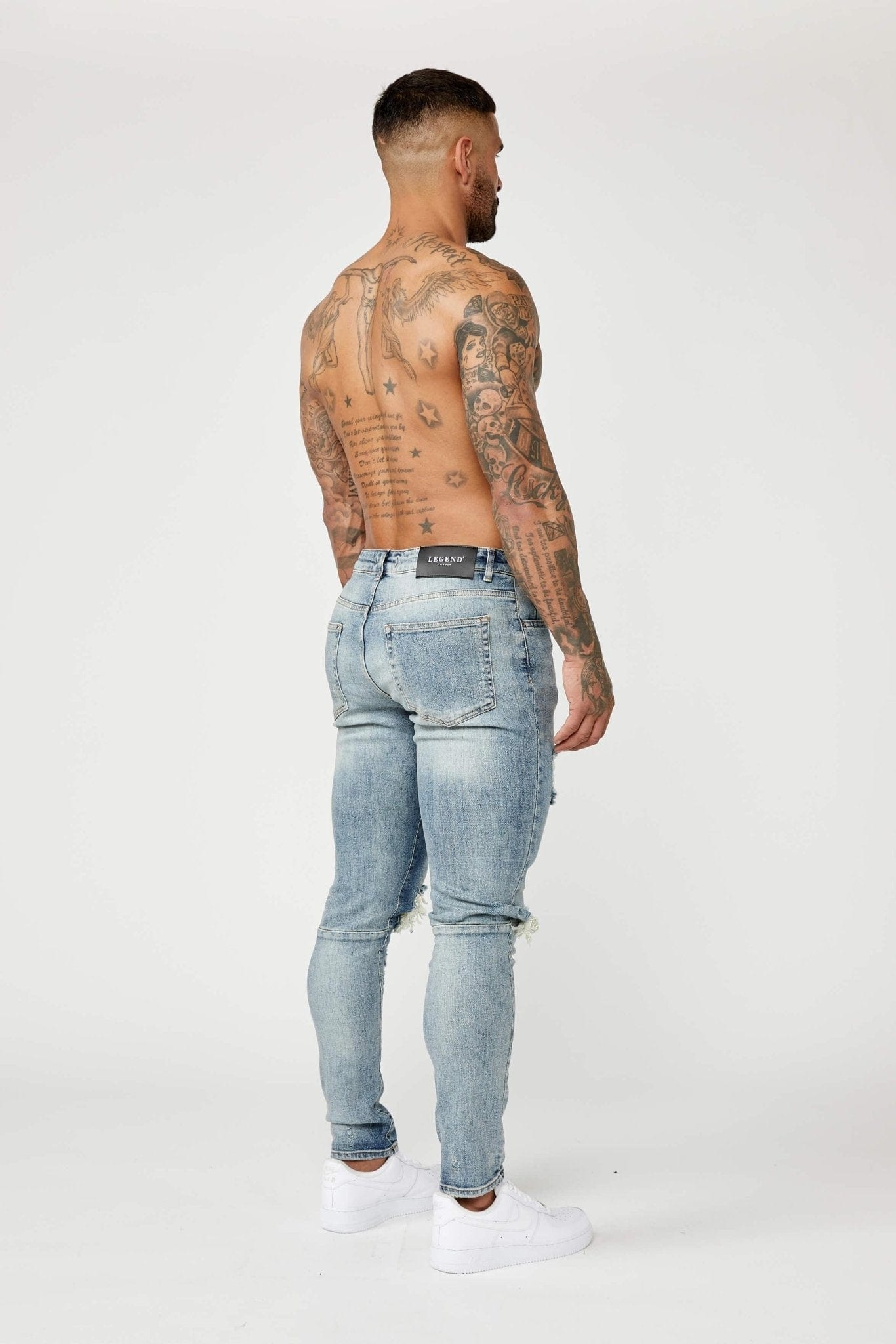 SKINNY FIT JEANS - MITTELBLAU RISSEN UND REPARIEREN