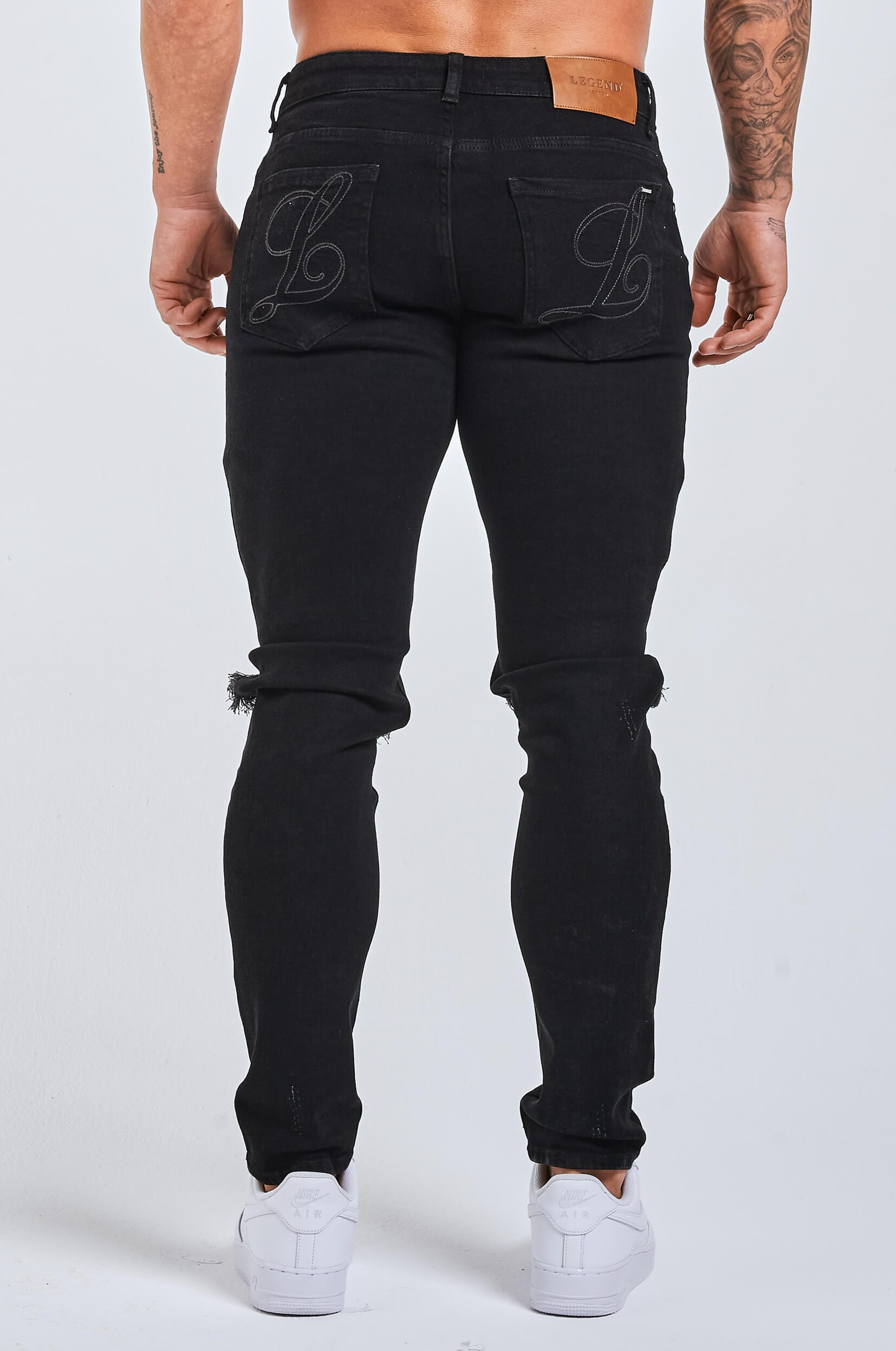 SLIM FIT JEANS 2.0 RIPPED & REPAIRED - BLACK