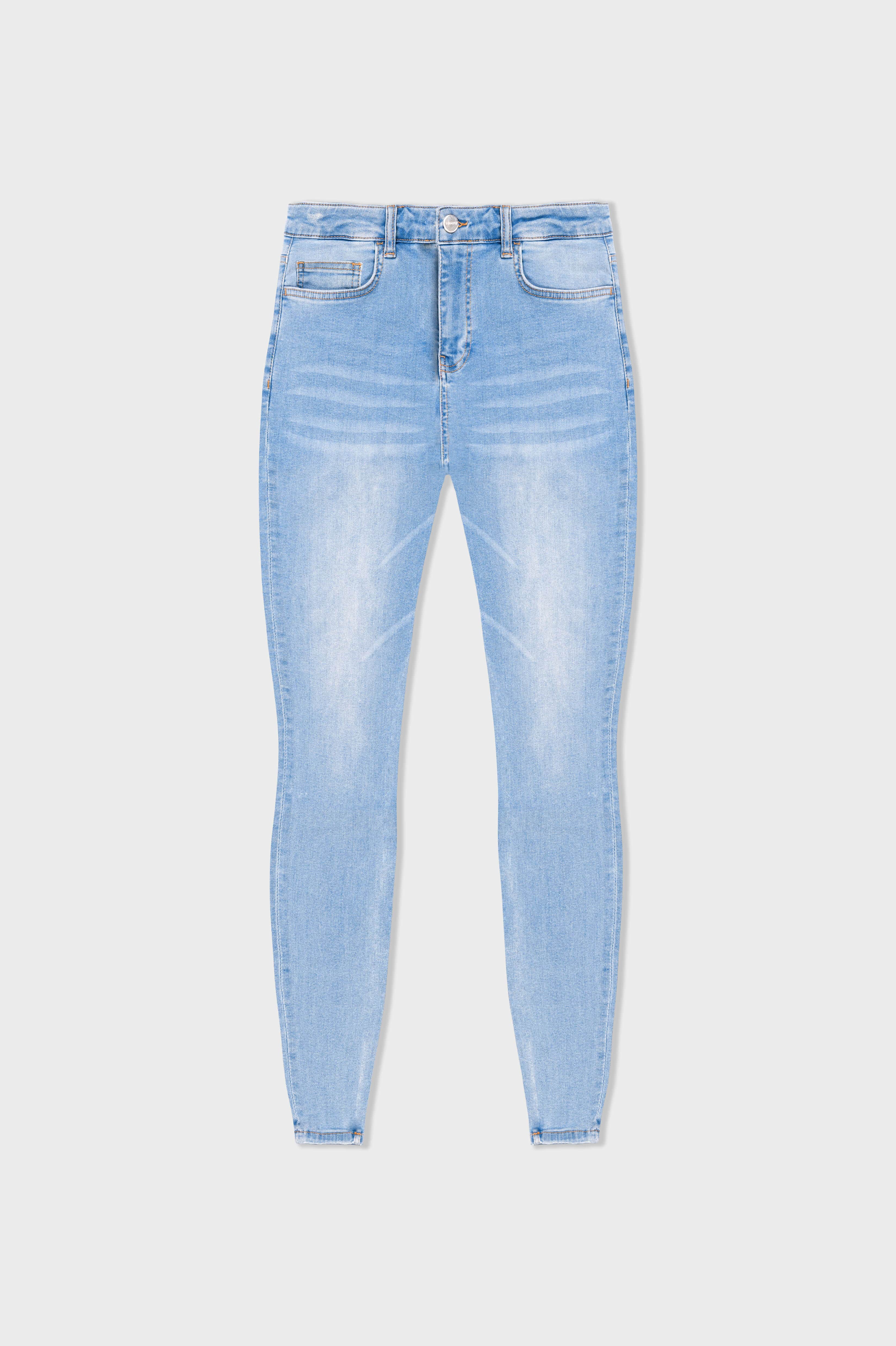 SKINNY FIT JEANS OHNE RISSE - HELLBLAU