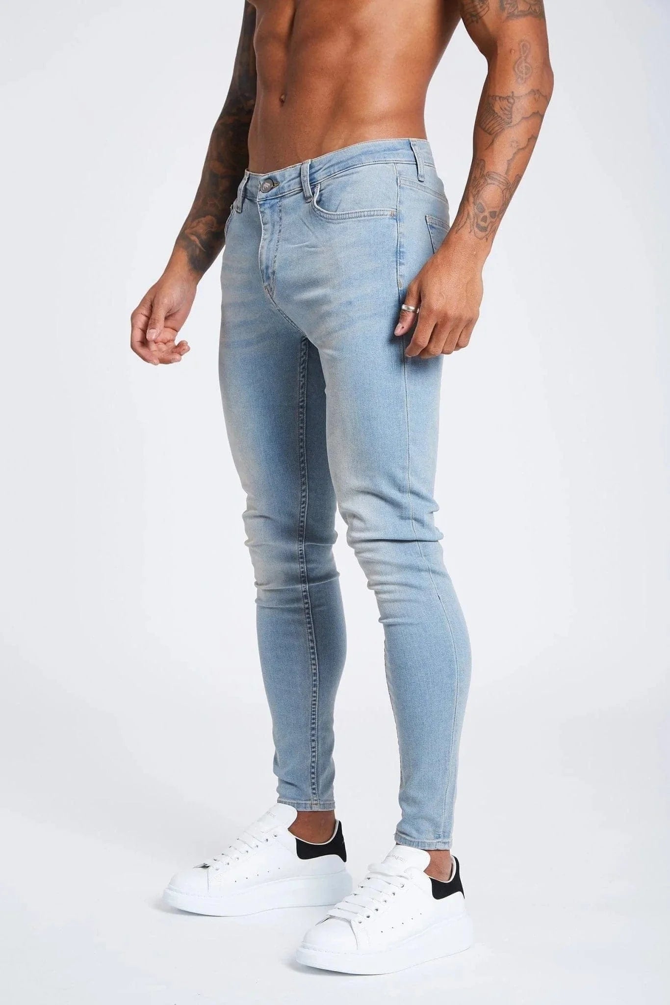 JEAN SKINNY FIT NON DÉCHIRÉ - DÉLAVÉ À LA PIERRE