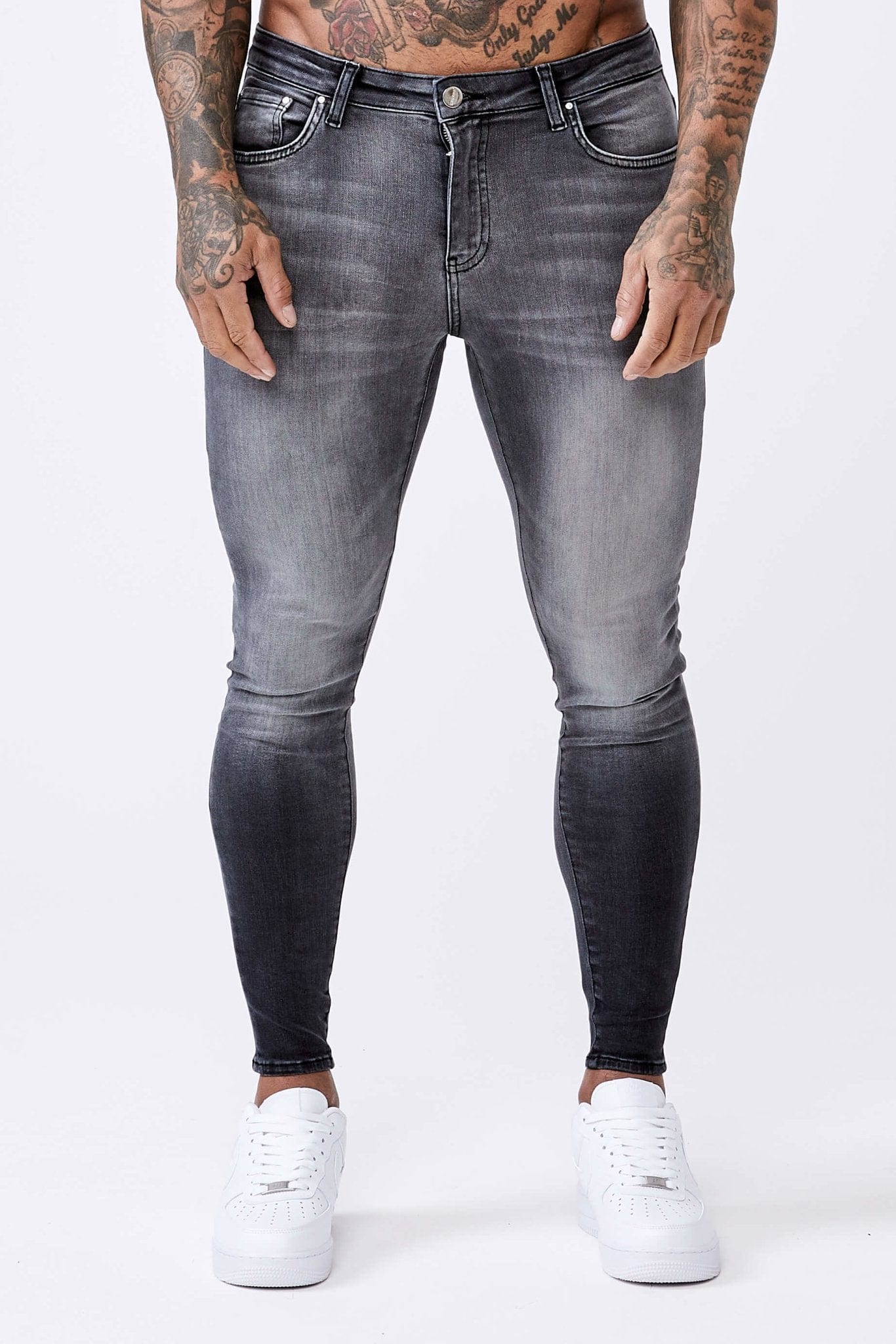 SKINNY FIT JEANS - GEWASCHENES HELLGRAU