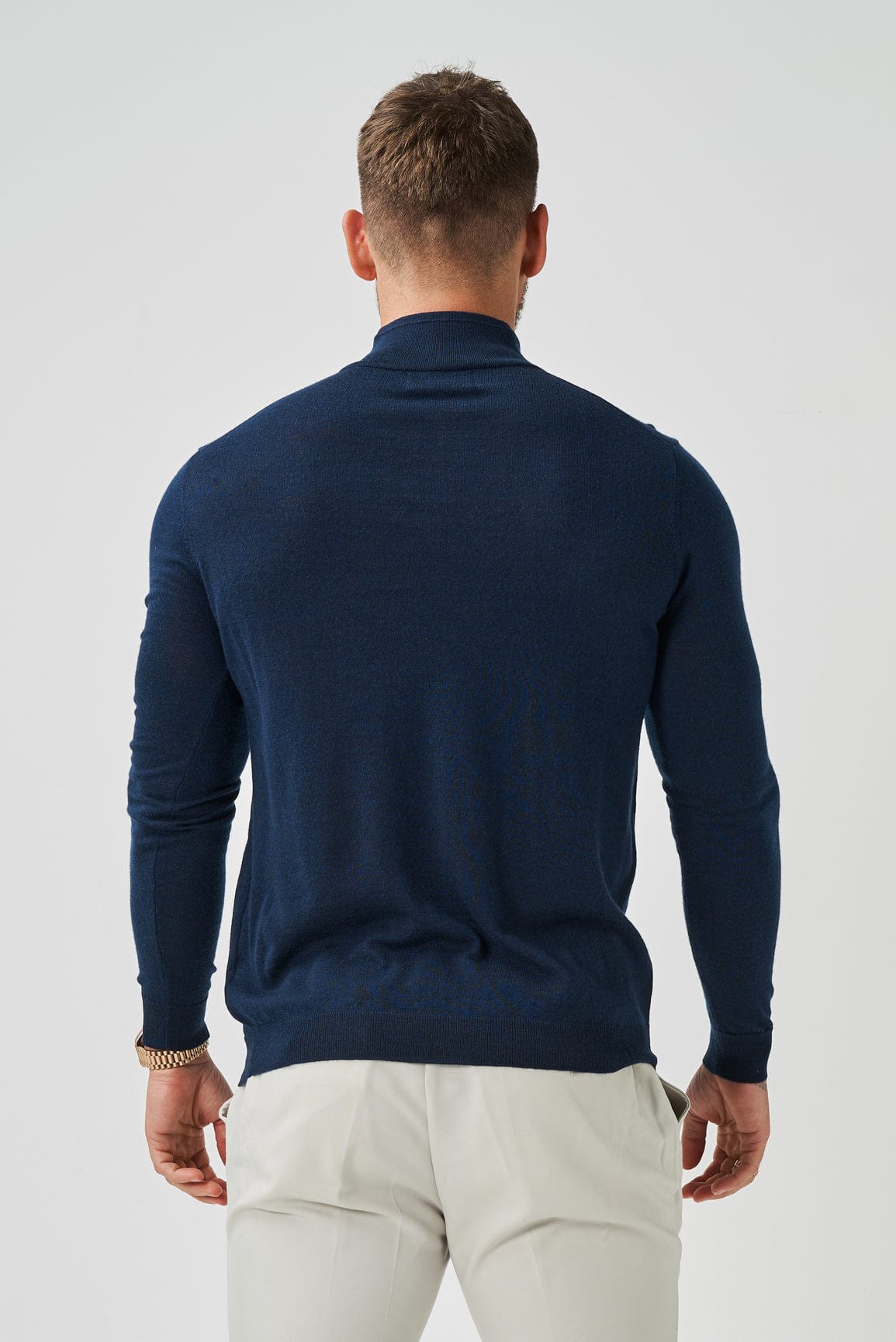 KNIT QUARTER ZIP SWEATER - NAVY