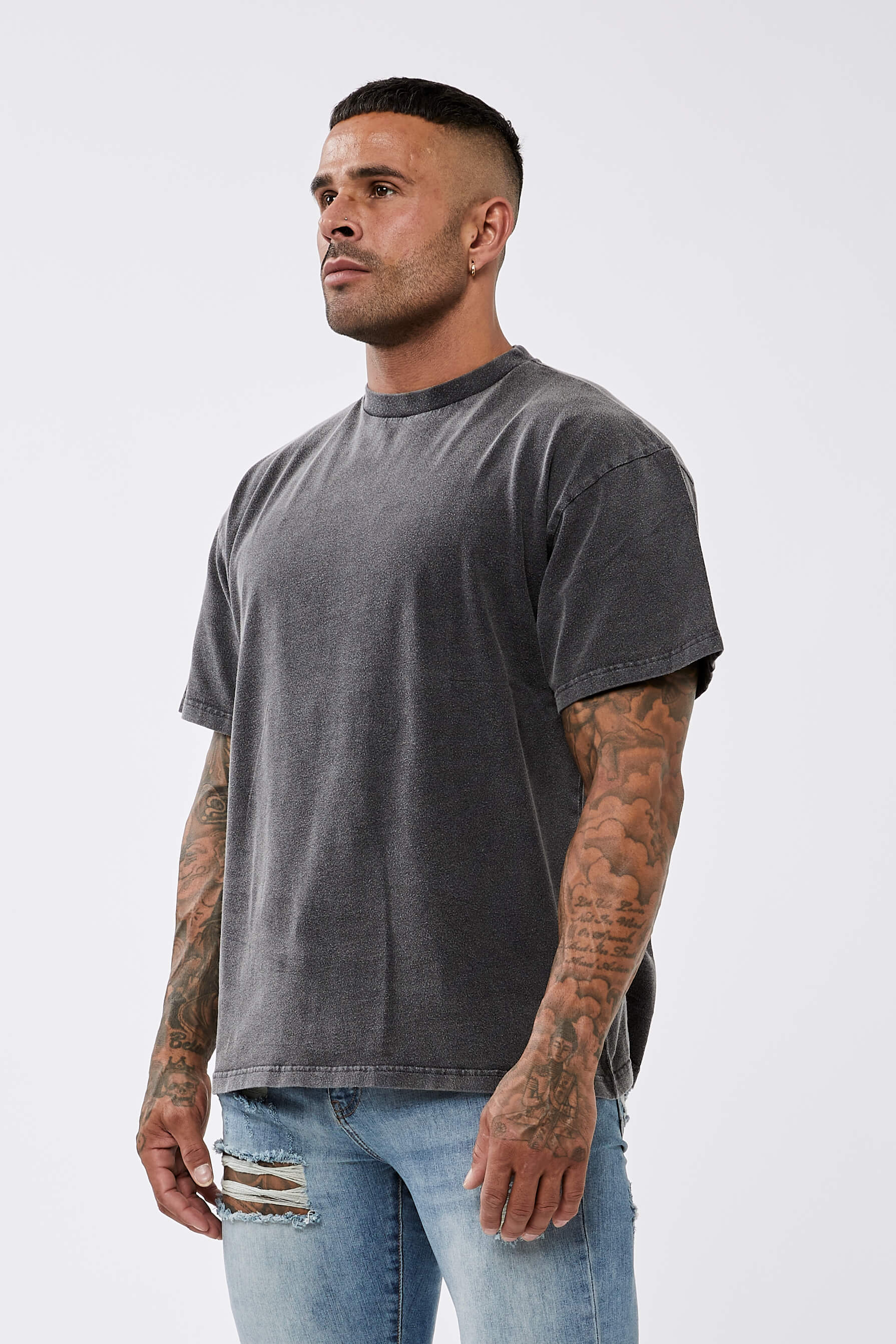 APOLLO* BASICS OVERSIZED T-SHIRT - WASHED GREY