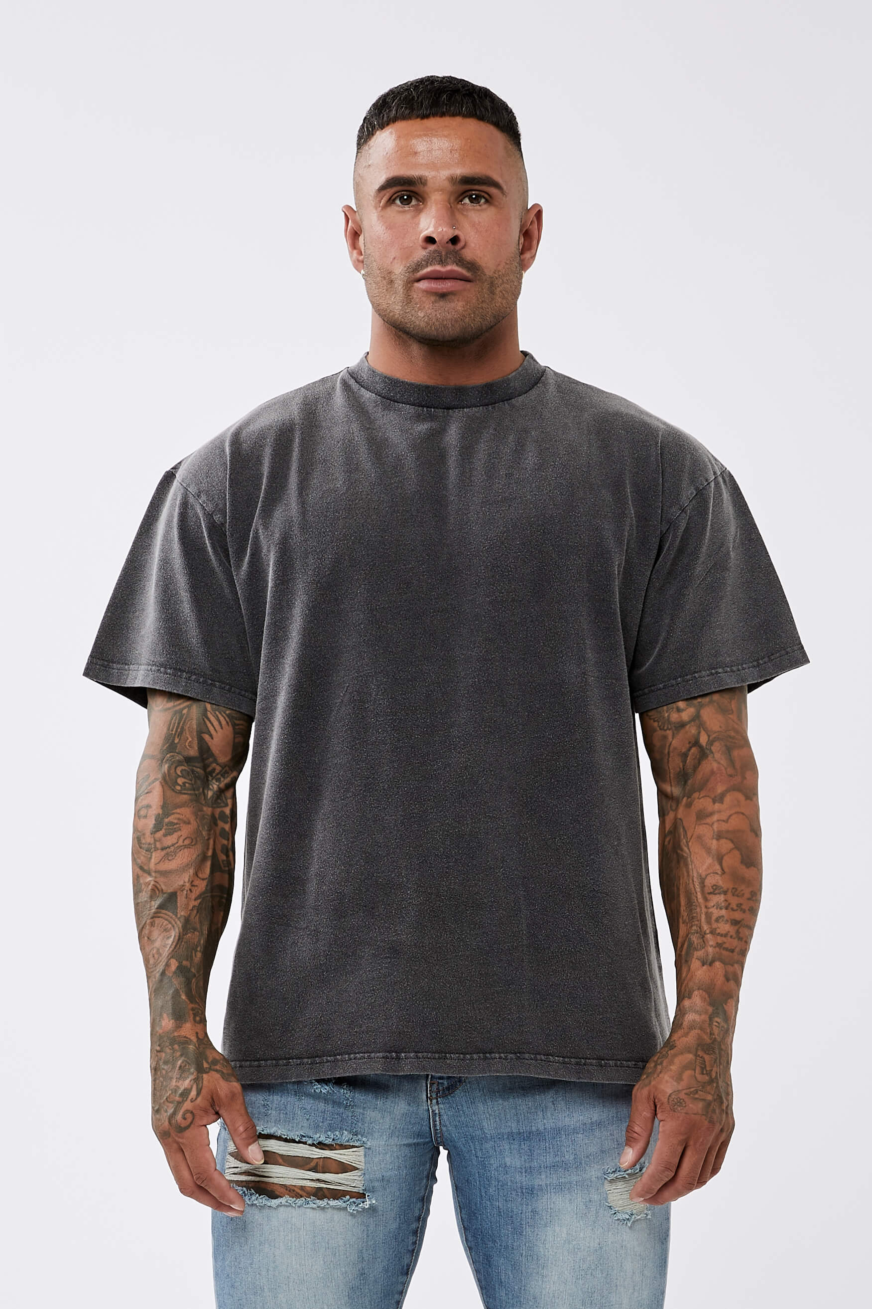 APOLLO* BASICS OVERSIZED T-SHIRT - WASHED GREY