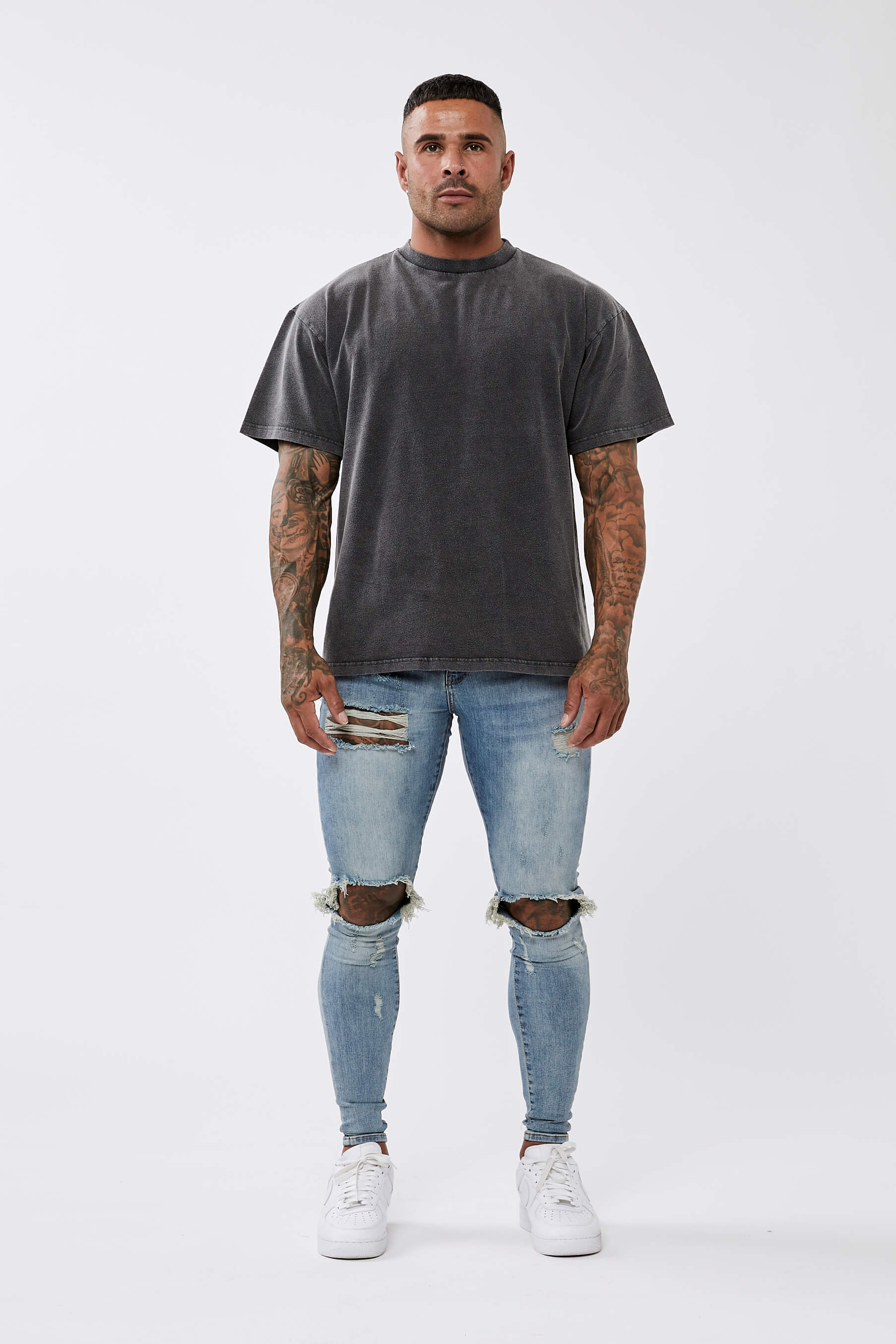 APOLLO* BASICS OVERSIZED T-SHIRT - WASHED GREY