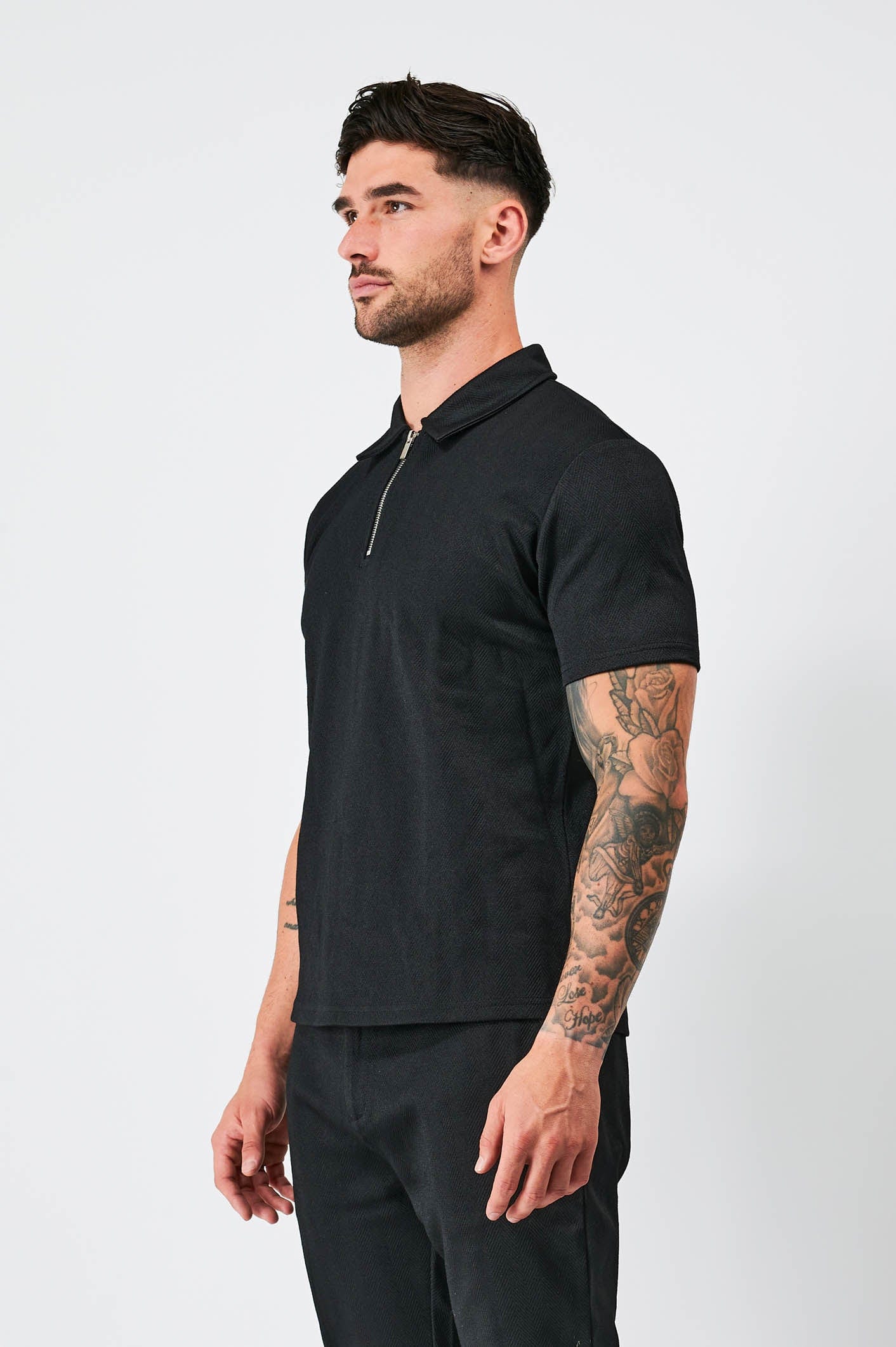 ZIG ZAG POLO-TWIN-SET - SCHWARZ