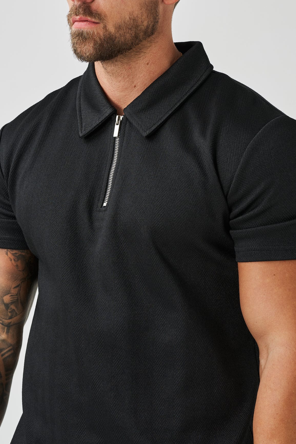 ZIG ZAG POLO TWIN SET - BLACK