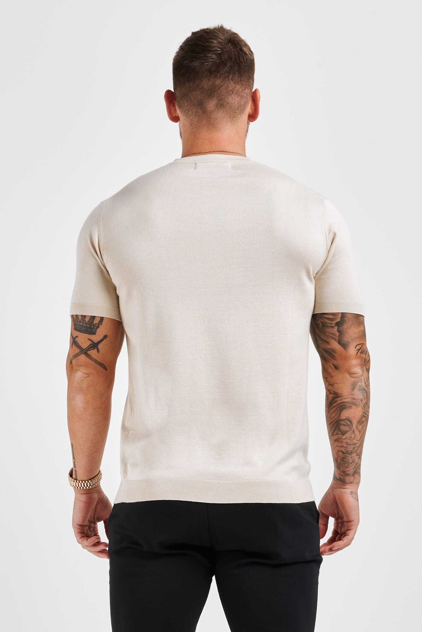 STRICK-T-SHIRT - BEIGE