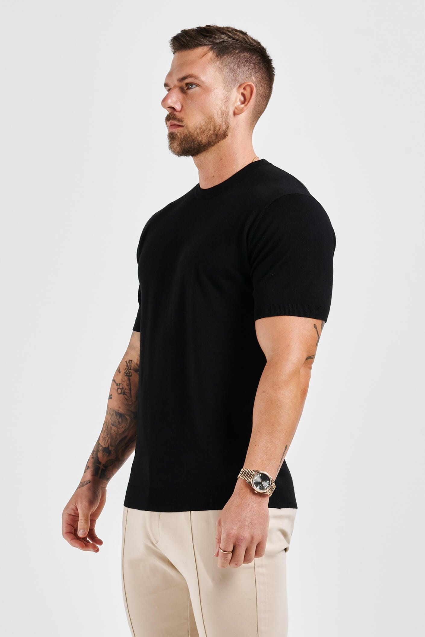 KNIT T-SHIRT - BLACK