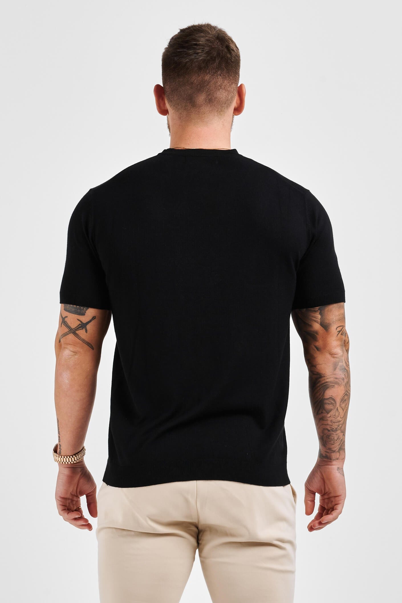 STRICK-T-SHIRT - SCHWARZ