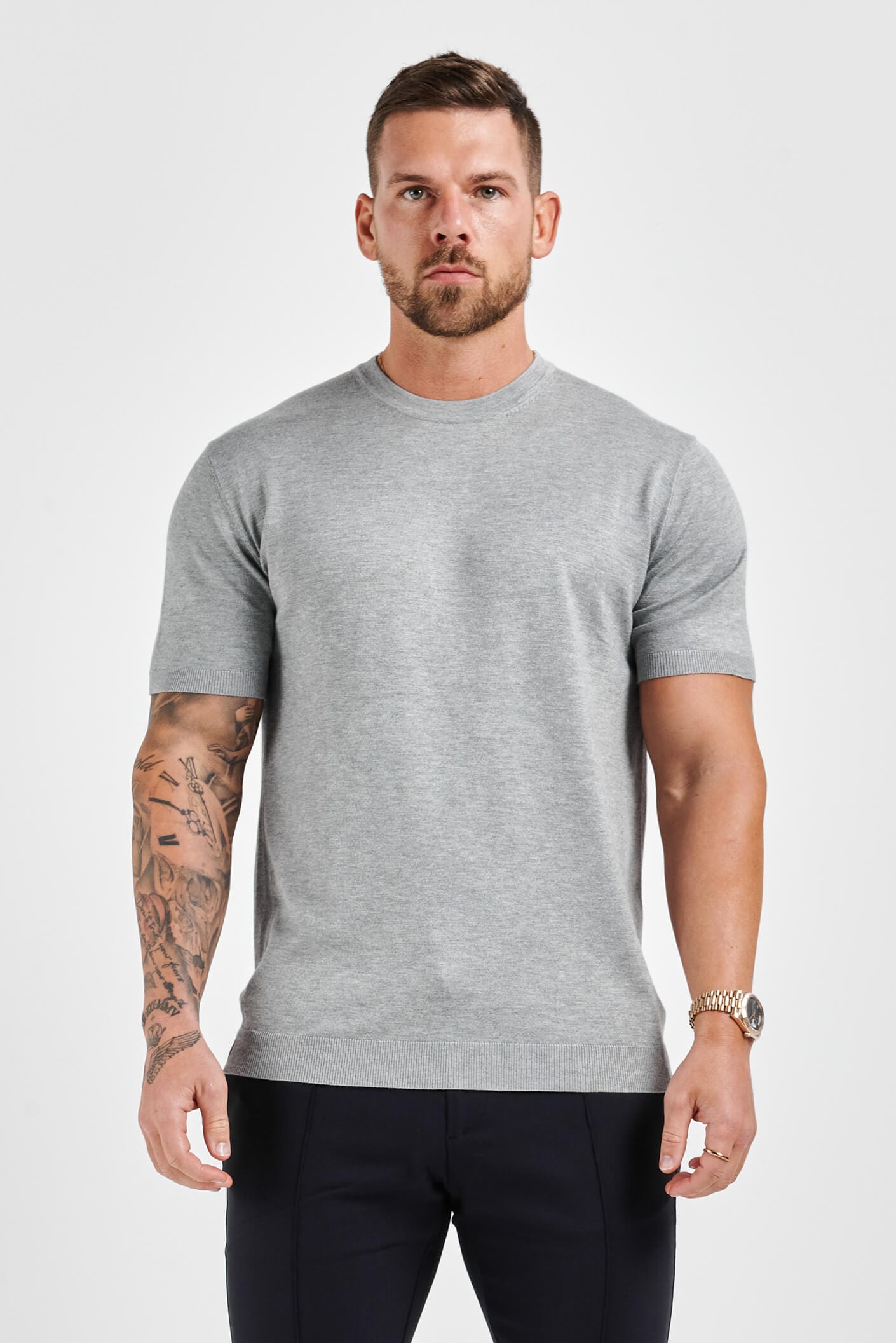 T-SHIRT EN MAILLE - GRIS