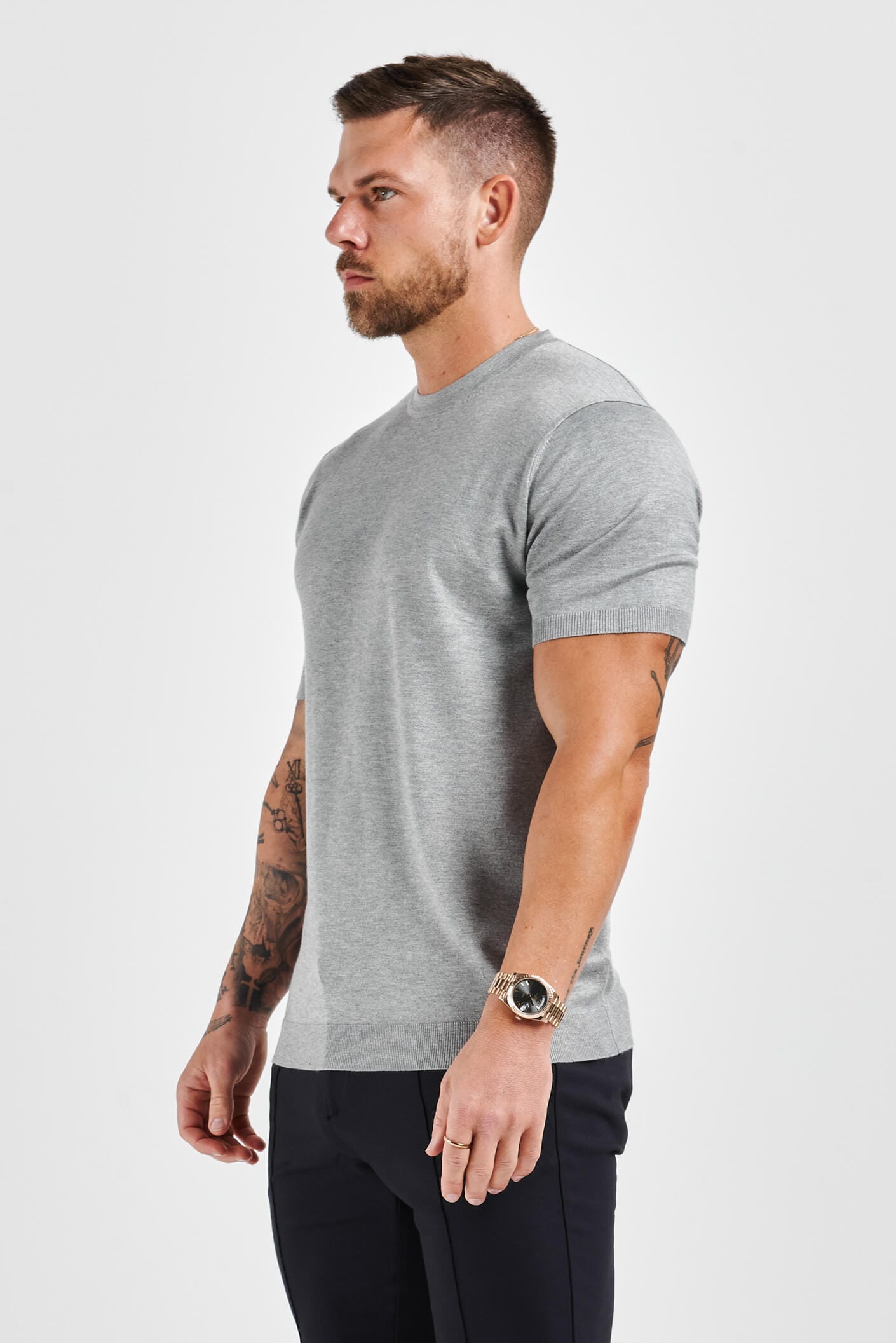 KNIT T-SHIRT - GREY