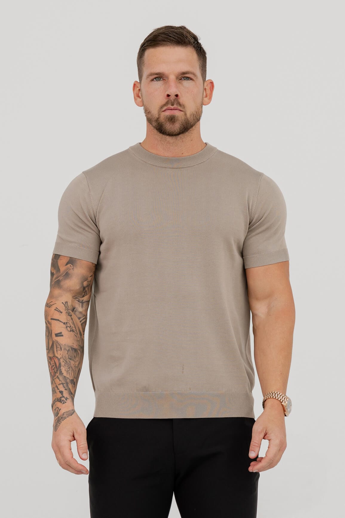 KNIT T-SHIRT - KHAKI