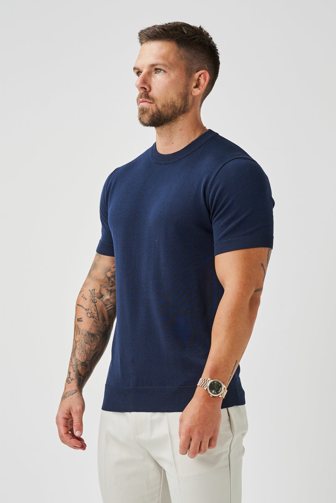 STRICK-T-SHIRT – MARINEBLAU