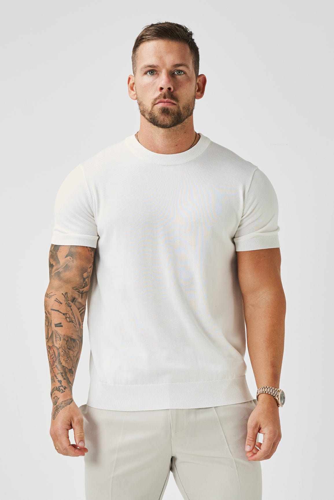 T-SHIRT EN MAILLE - BLANC CASSE