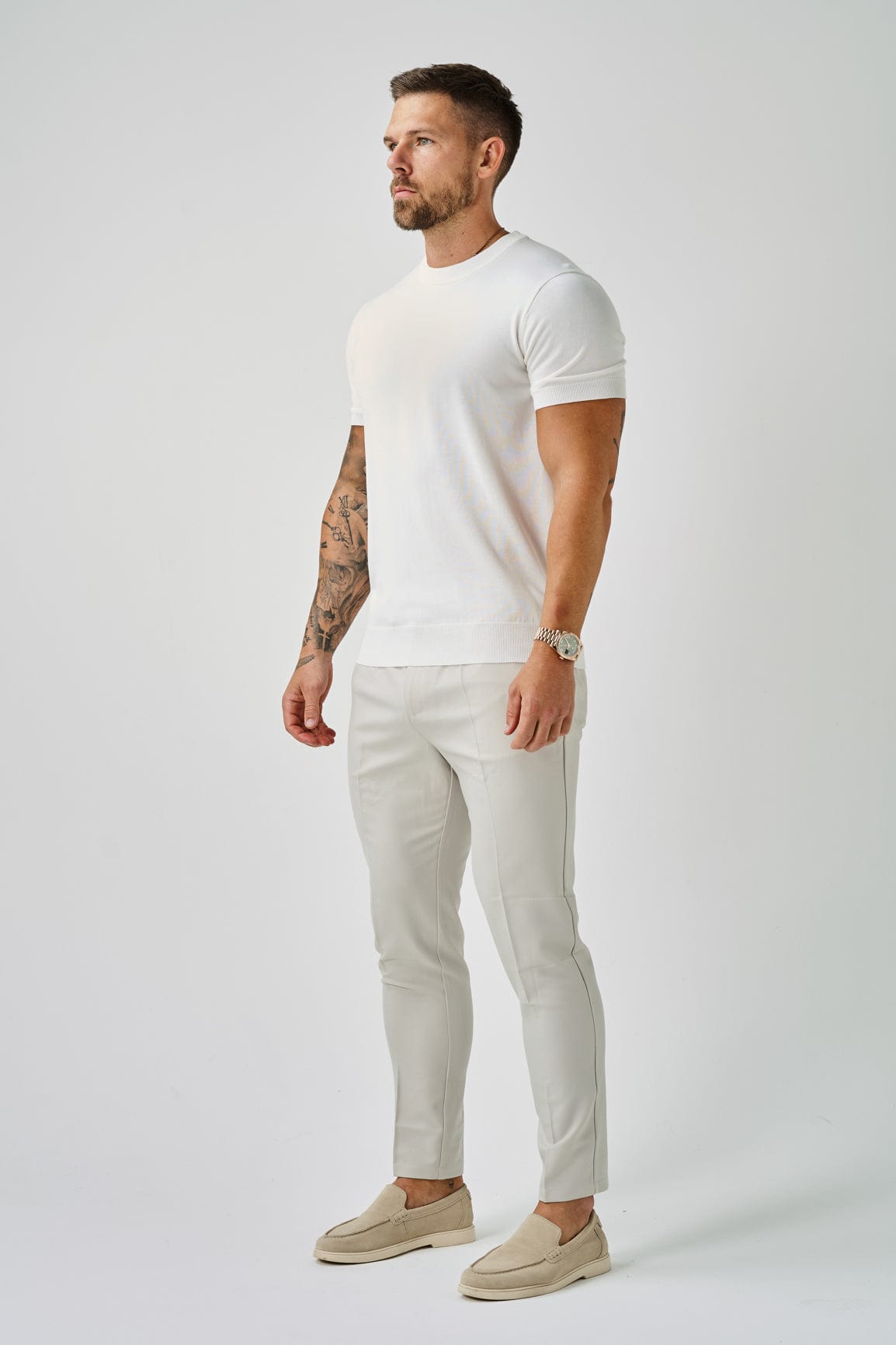 T-SHIRT EN MAILLE - BLANC CASSE