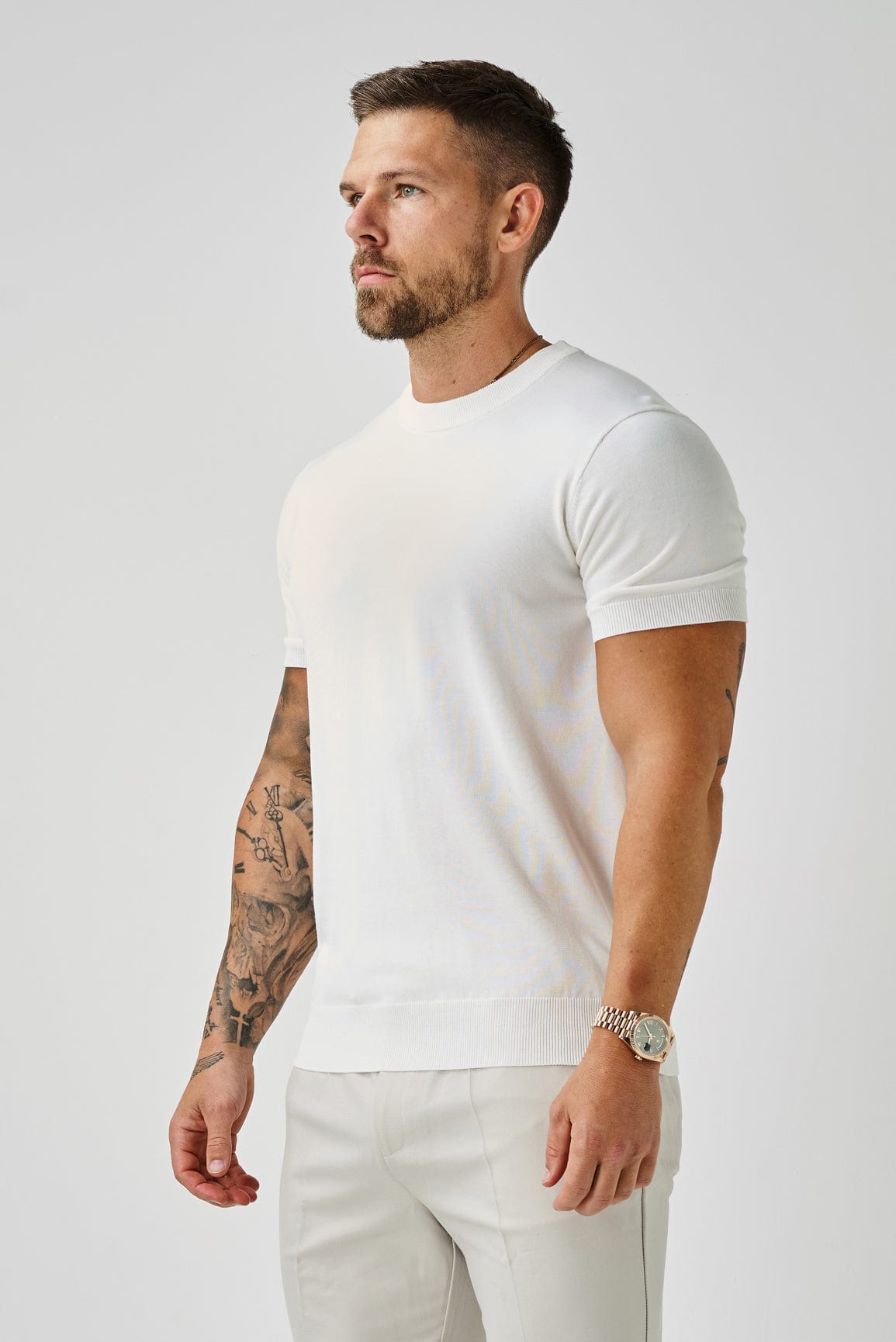 T-SHIRT EN MAILLE - BLANC CASSE