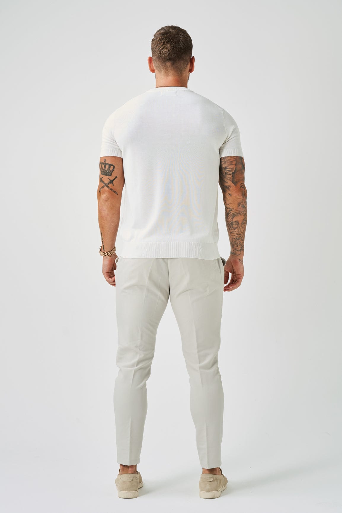 T-SHIRT EN MAILLE - BLANC CASSE