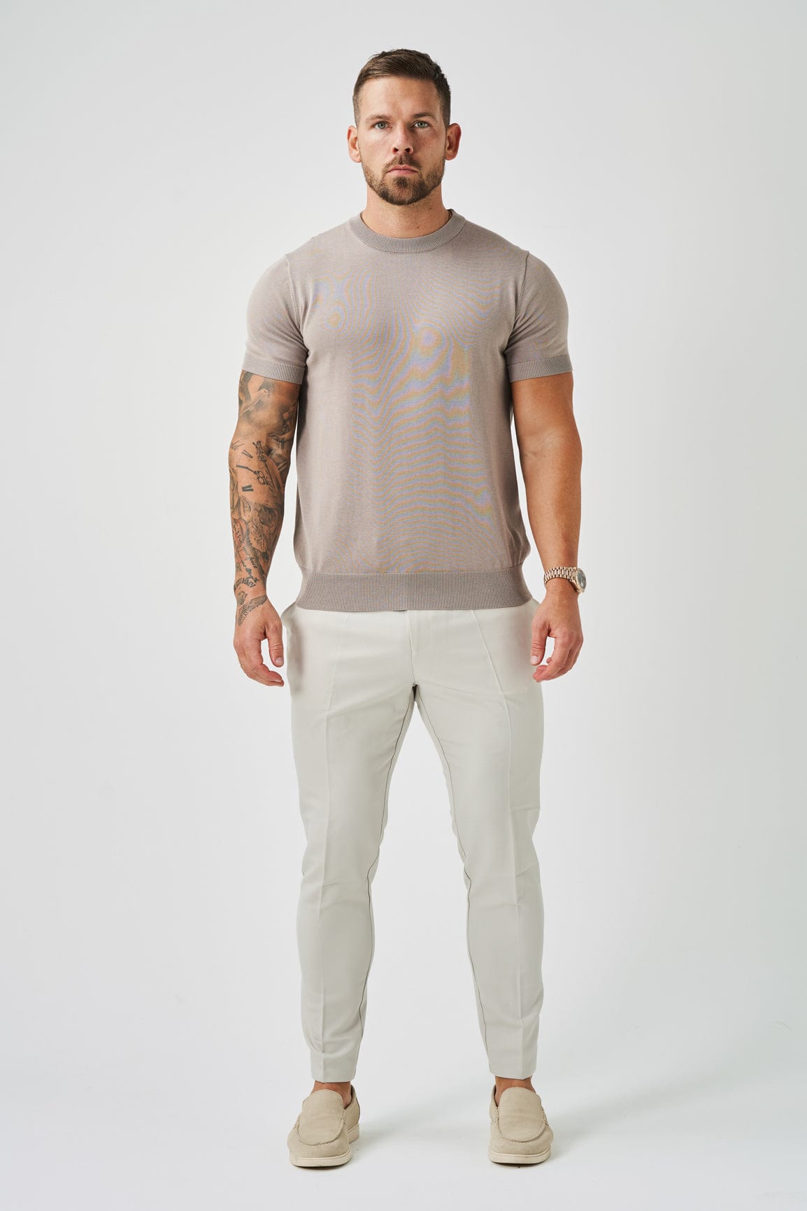 T-SHIRT EN MAILLE - TAUPE