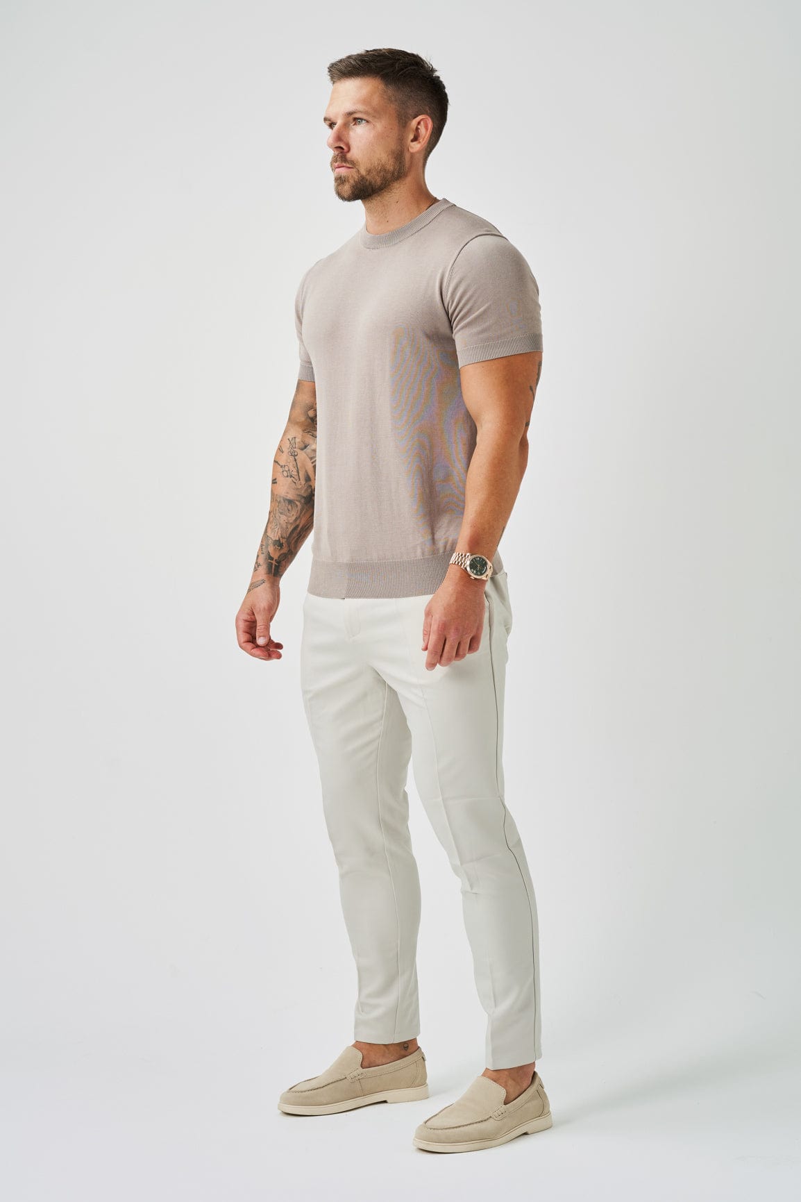 T-SHIRT EN MAILLE - TAUPE