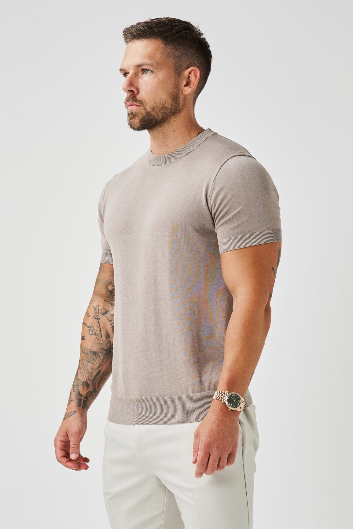 T-SHIRT EN MAILLE - TAUPE