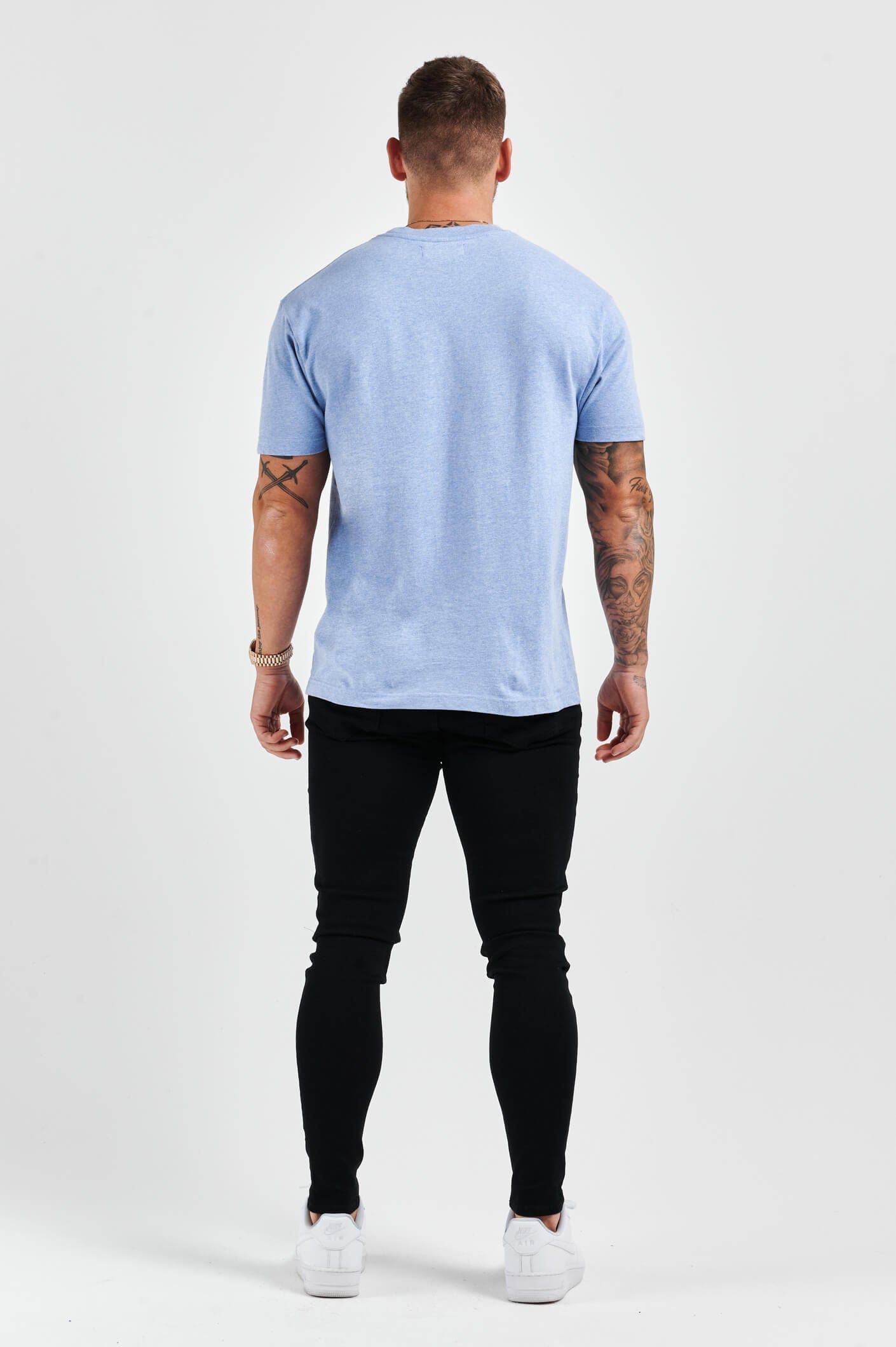 PREMIUM BASICS T-SHIRT - HELLBLAU MELIERT