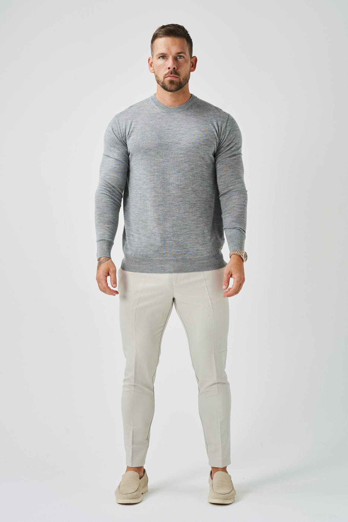 LONG SLEEVE KNIT - GREY MARL