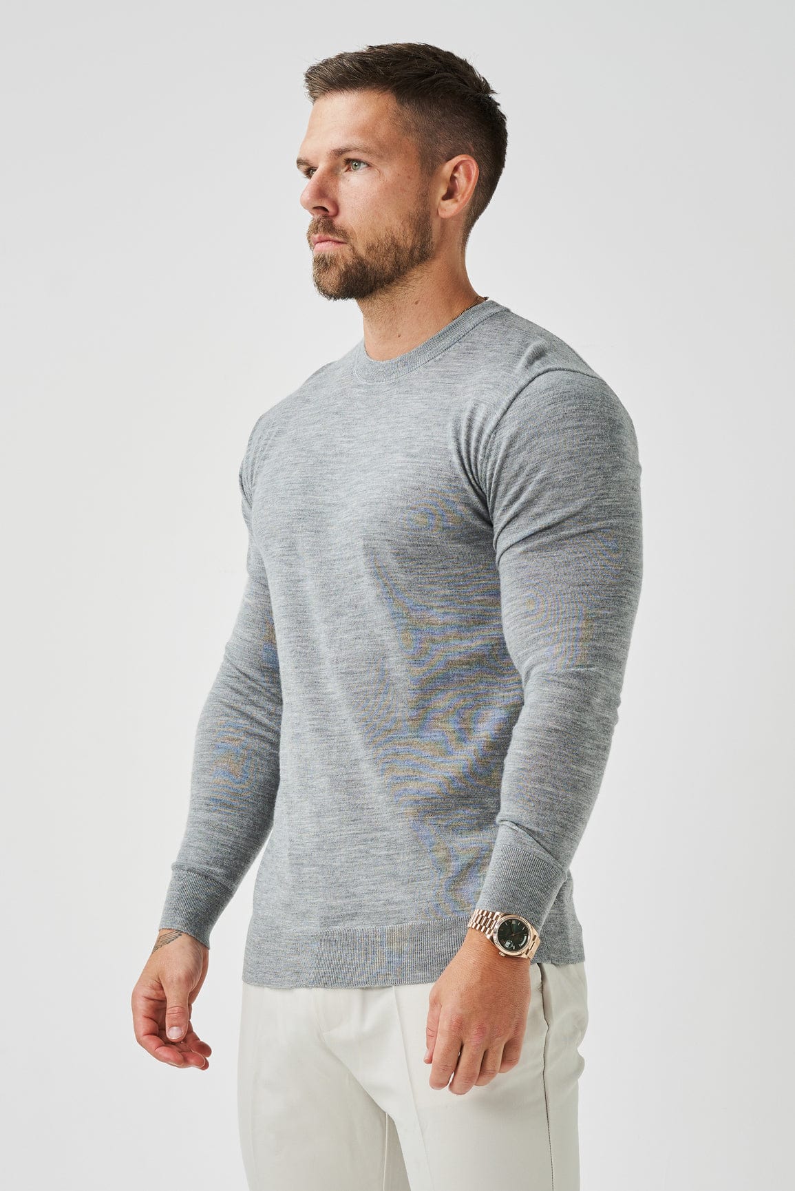 LONG SLEEVE KNIT - GREY MARL