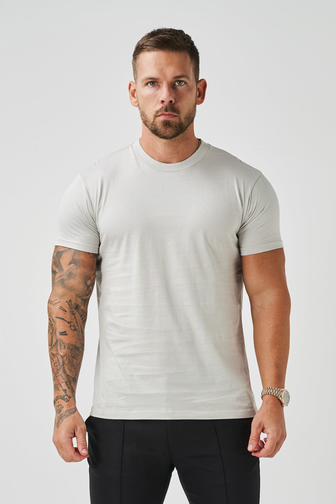 T-SHIRT MERCERISÉ DE LUXE - GRIS PERLE