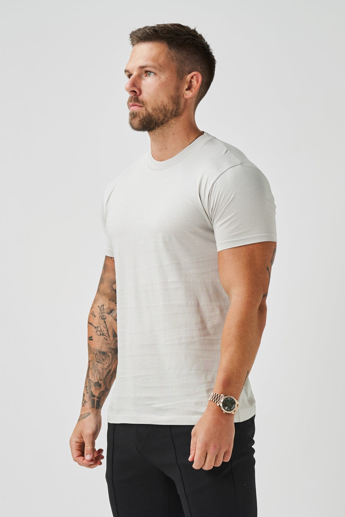 T-SHIRT MERCERISÉ DE LUXE - GRIS PERLE