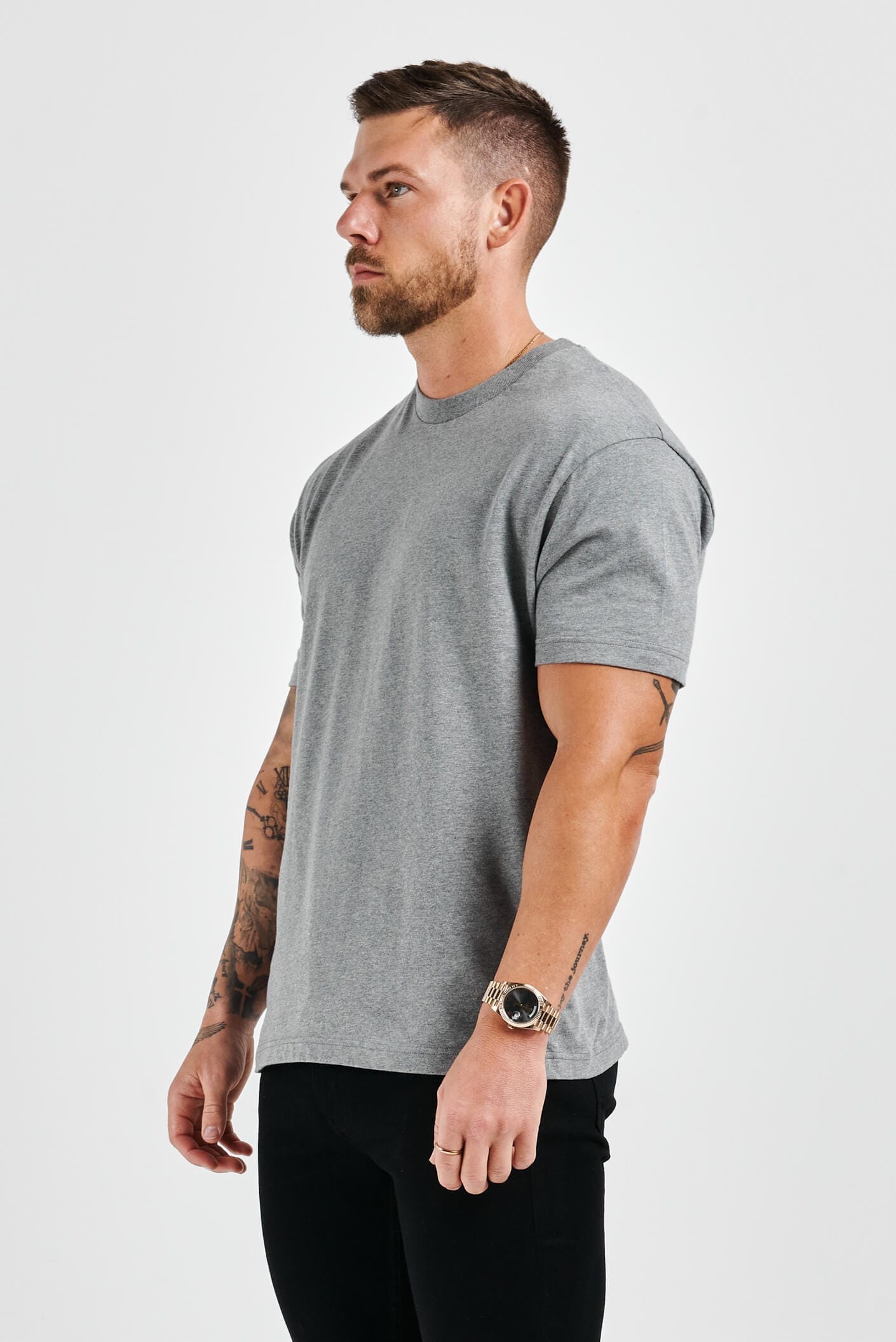 PREMIUM BASICS T-SHIRT - DUNKELGRAU MELIERT