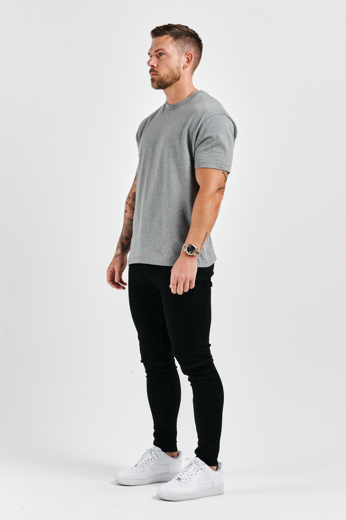 PREMIUM BASICS T-SHIRT - DUNKELGRAU MELIERT